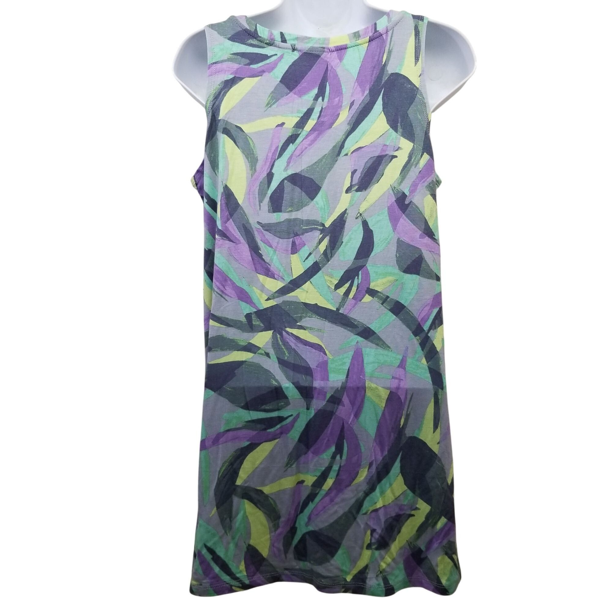 Other LOGO S Sleeveless Top Purple Green Camo Tank Long Tunic Stre Size S / US 4 / IT 40 - 3 Thumbnail