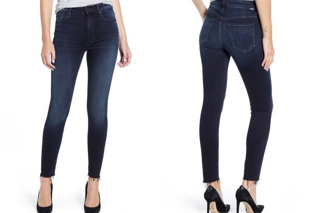 MOTHER Mother High Waisted Looker Ankle Fray Jeans. Dark Size 25. Size 25" / US 0 / IT 36 - 1 Thumbnail