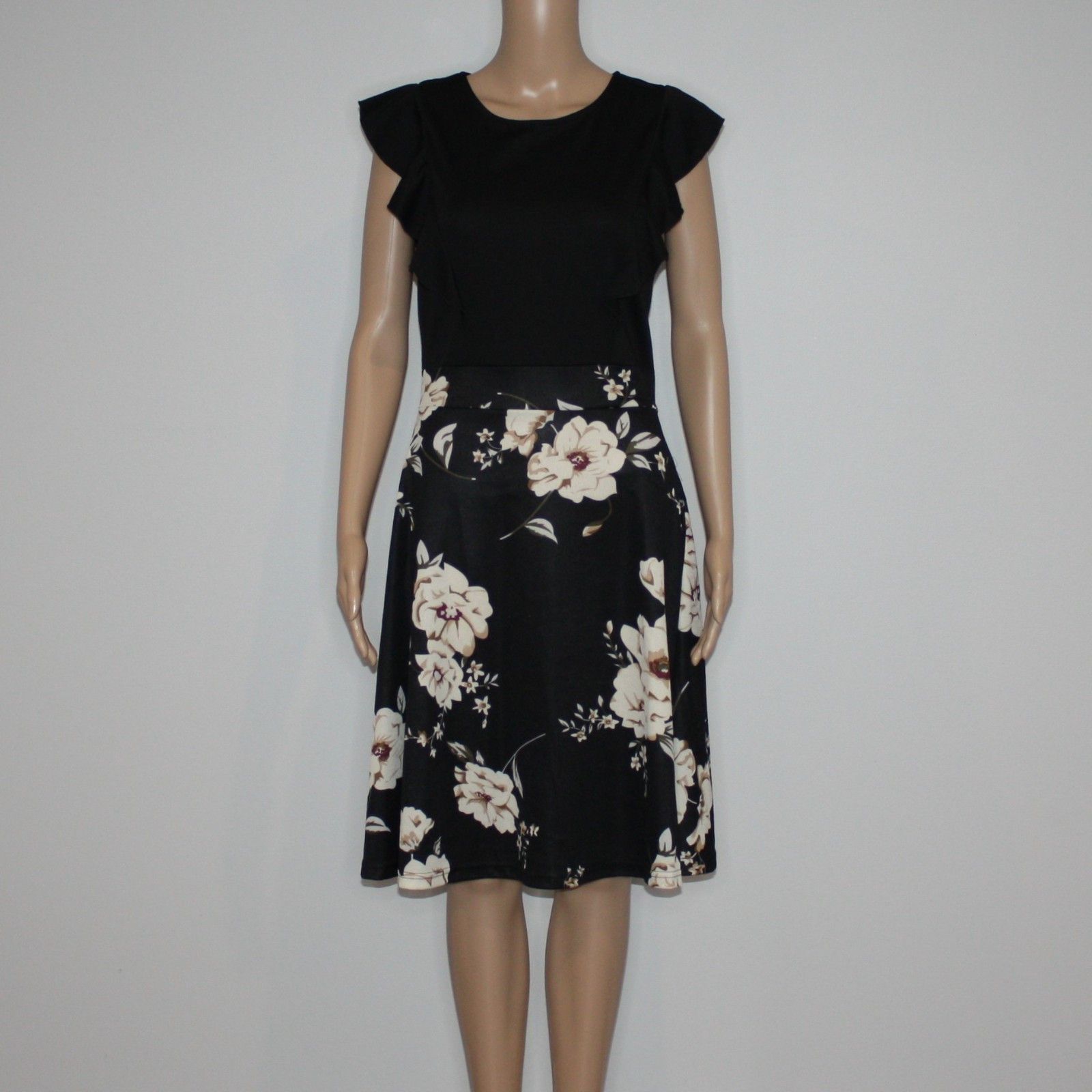 Other IHOT Vintage Ruffle Floral Flared A-line Party Dress NWT Size M / US 6-8 / IT 42-44 - 2 Thumbnail