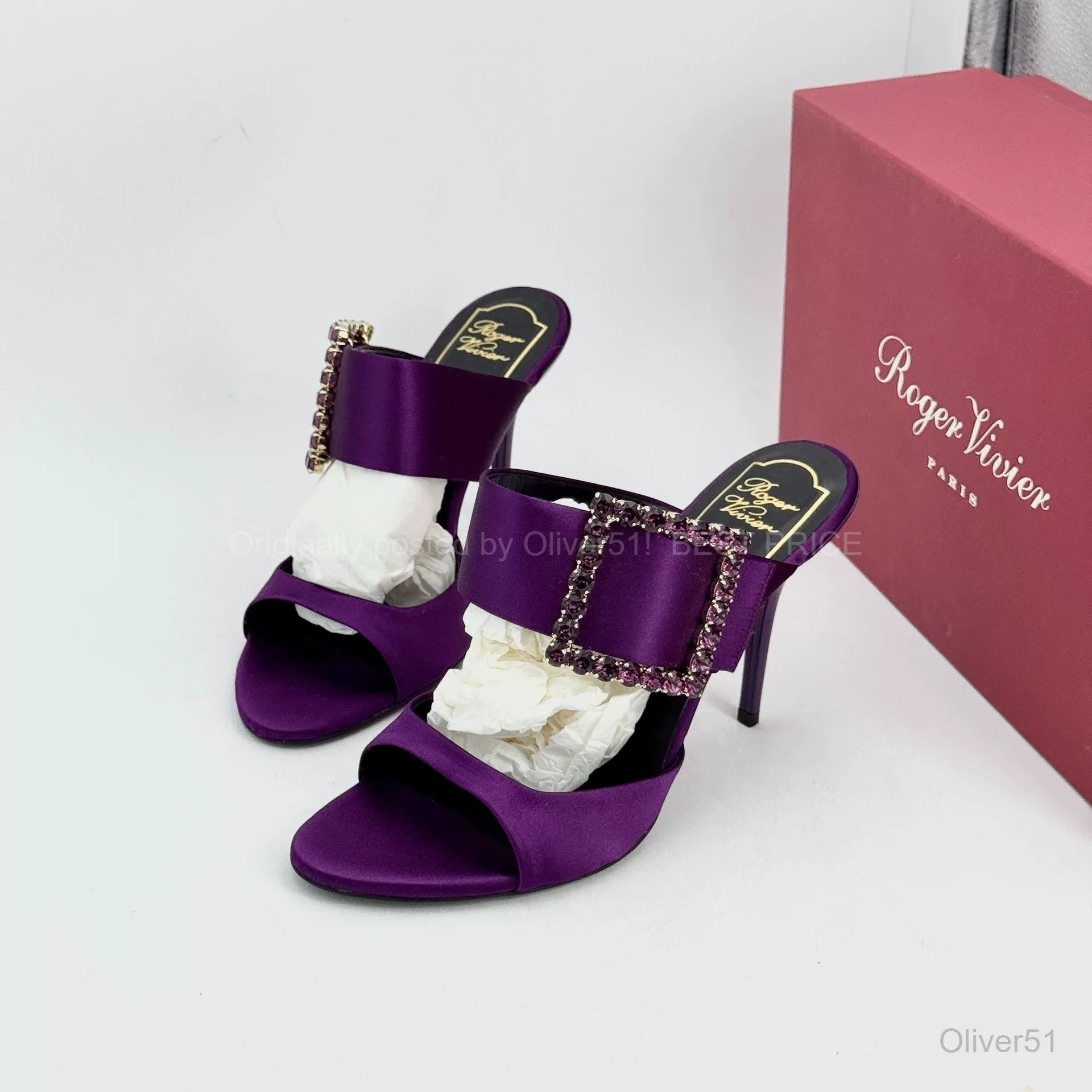 Roger Vivier Roger Vivier Womens Purple Satin Rhinestone BFAJHIJZG ...