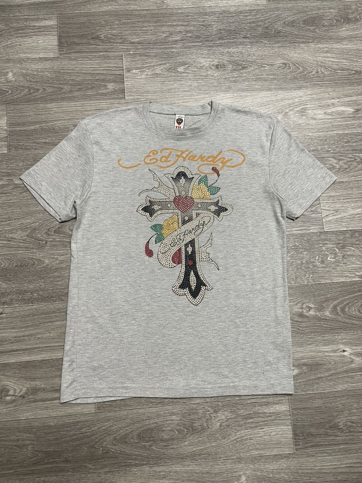 Ed Hardy Vintage Ed Hardy Big Logo Rhinestones T-Shirt Size US L / EU 52-54 / 3 - 1 Thumbnail