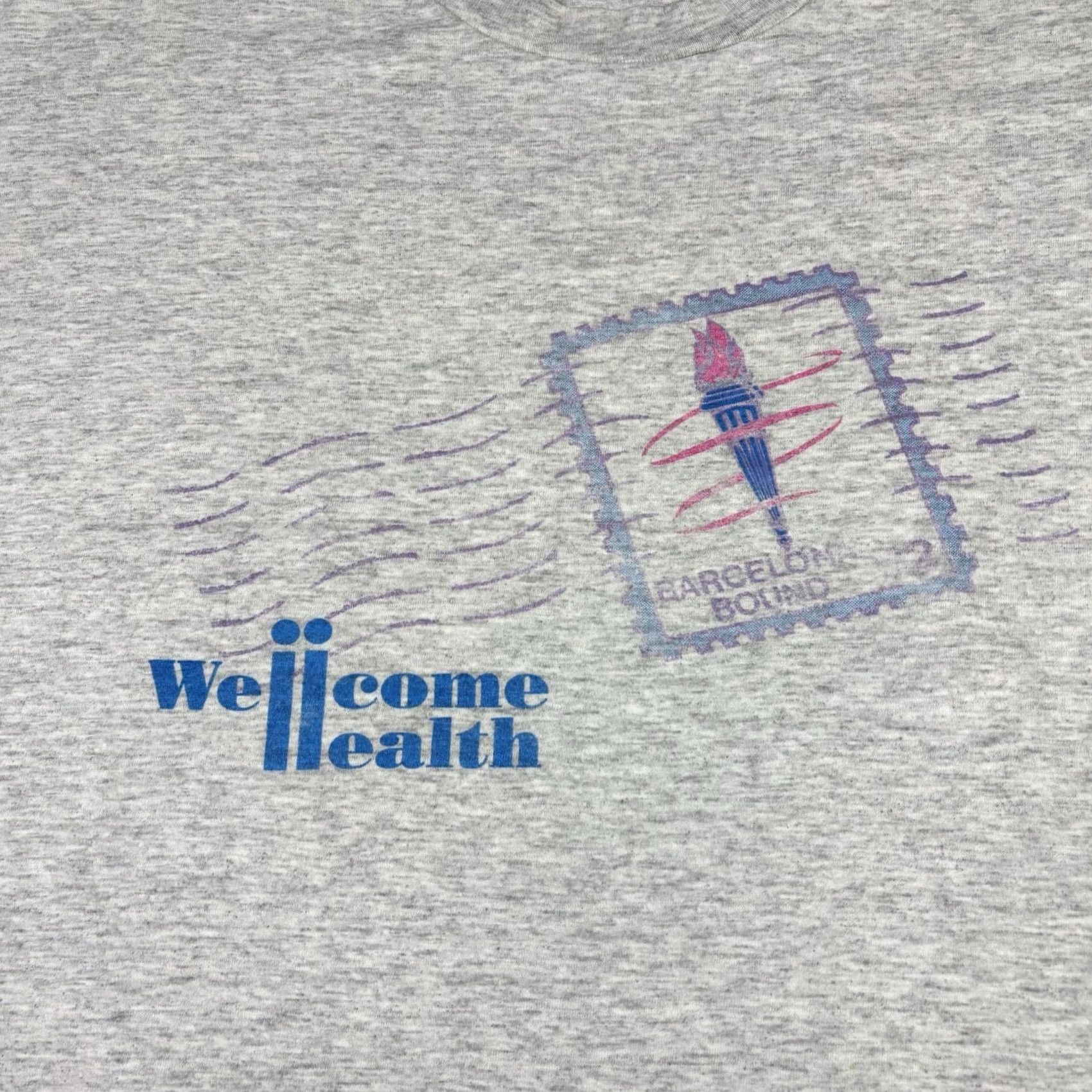 Hanes VINTAGE Hanes US Postal Stamp Art T Shirt Gray 80s Graphic Print Crew Neck Short Sleeve XL Mens Size US XL / EU 56 / 4 - 6 Thumbnail