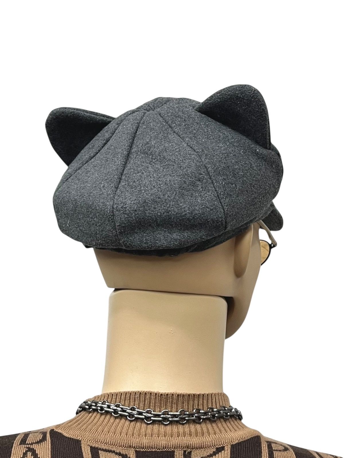 Japanese Brand FYE🔥Vintage Japanese Cat Ear Newsboy Cap Gray Punk Grunge Size ONE SIZE - 3 Thumbnail