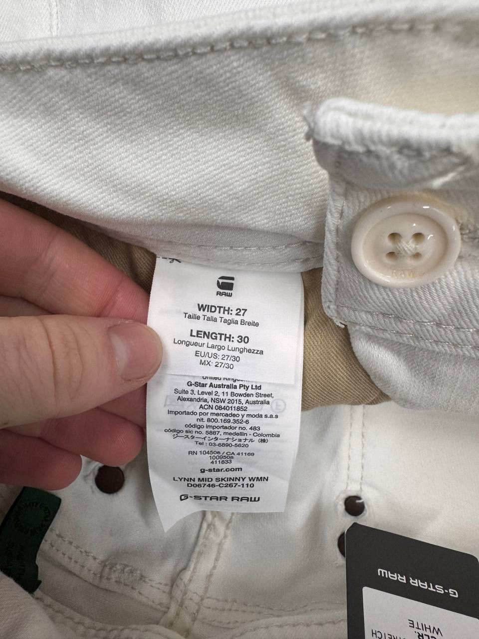 G-Star G-Star RawNWT Men Lynn Mid Skinny White Denim Jeans Size W27 Size US 27 - 6 Thumbnail