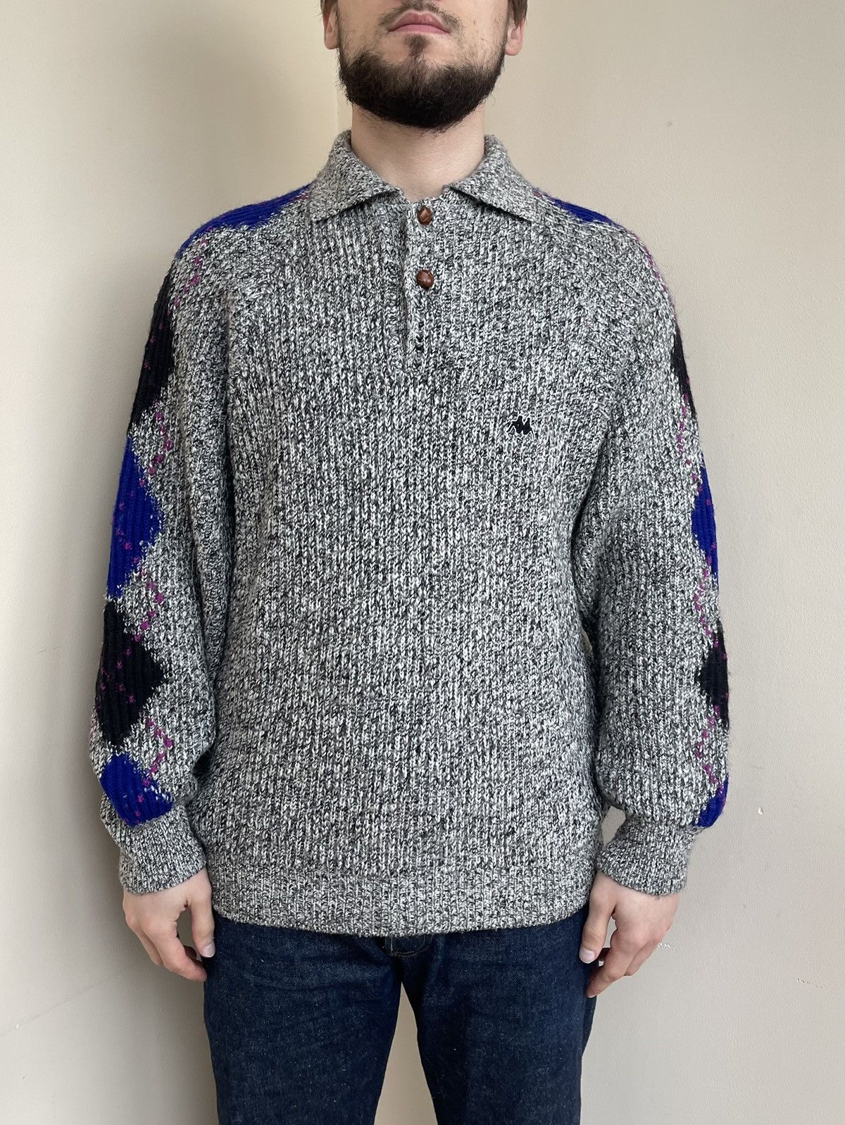Kappa Robe di Kappa Argyle Print Wool Knit Sweater Vintage 80s 90s Size US L / EU 52-54 / 3 - 3 Thumbnail