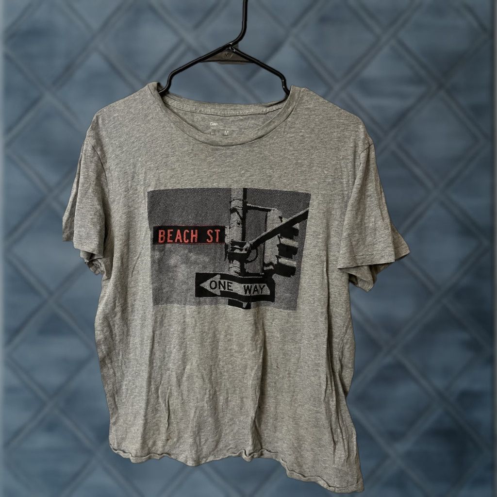 Gap GAP Gray Beach St. Graphic Tee Mens Medium T-Shirt Crew Neck Cotton Short Sleeve Casual 90s? No—Graphic Print: No? Theme: Motorcycle Mens Size US M / EU 48-50 / 2 - 1 Thumbnail