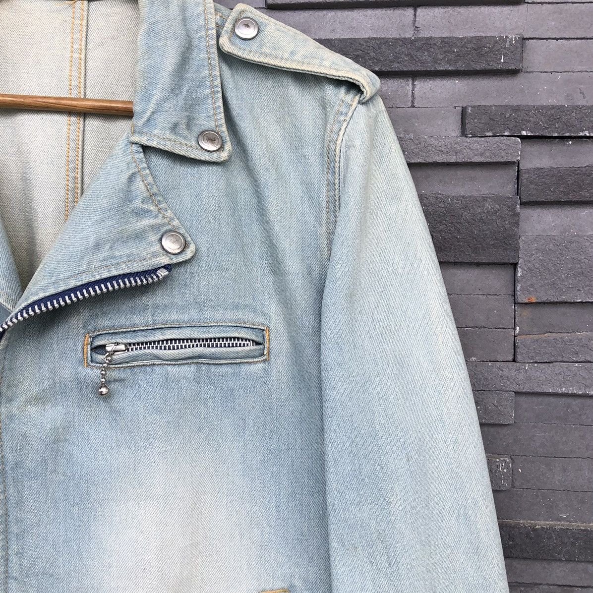 Giacometti Giacometti Washed Denim Blouson Biker Jacket Size US M / EU 48-50 / 2 - 7 Thumbnail