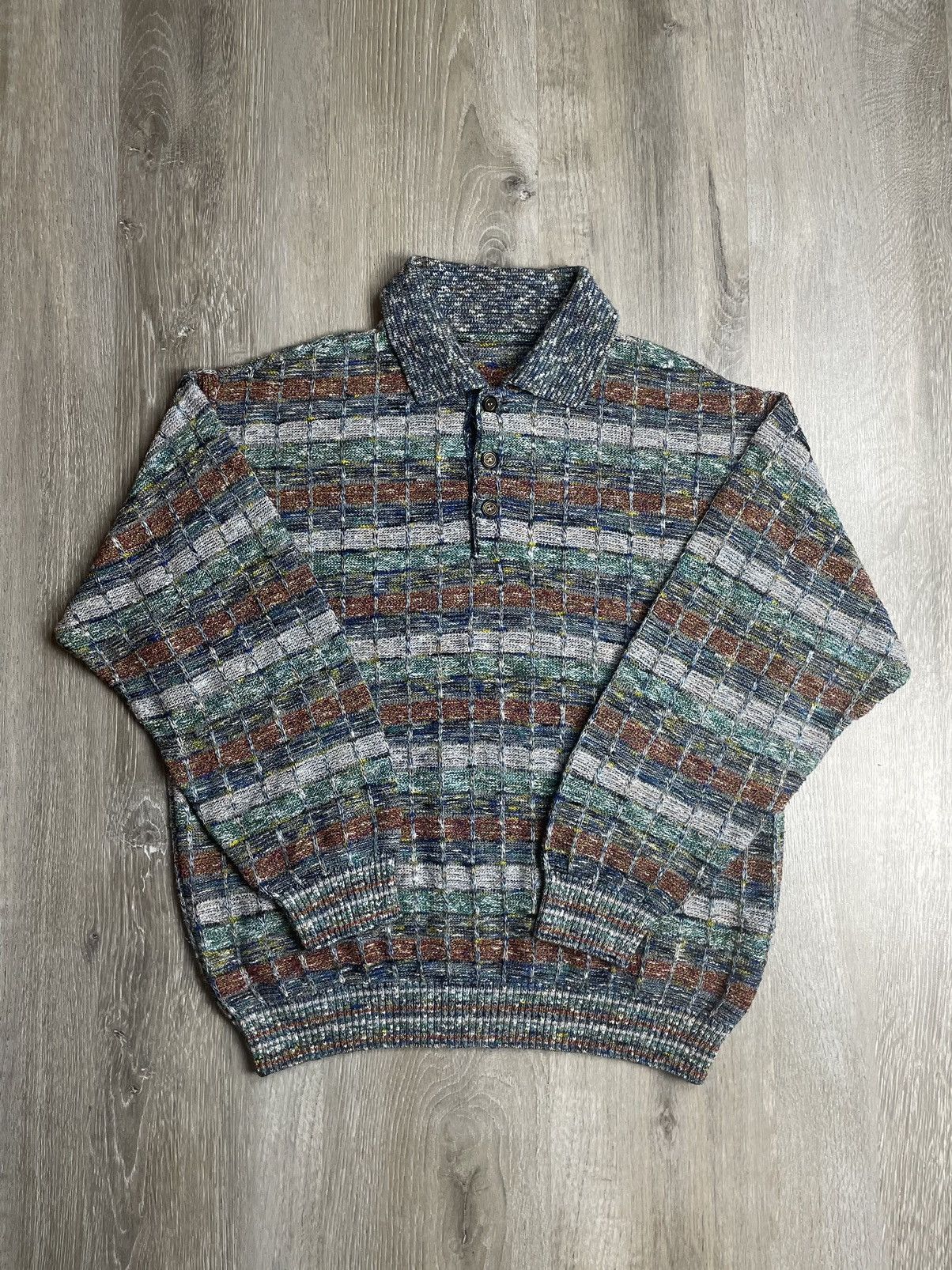 Vintage Crazy vintage 90s patterned art knit sweater | Grailed