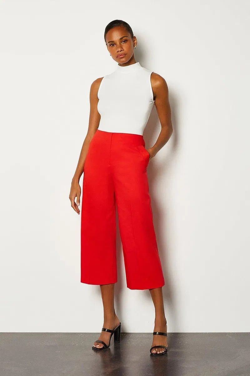 Karen Millen KAREN MILLEN Seam Detail Cropped Wide Leg Trousers Size 32" / US 10 / IT 46 - 1 Thumbnail