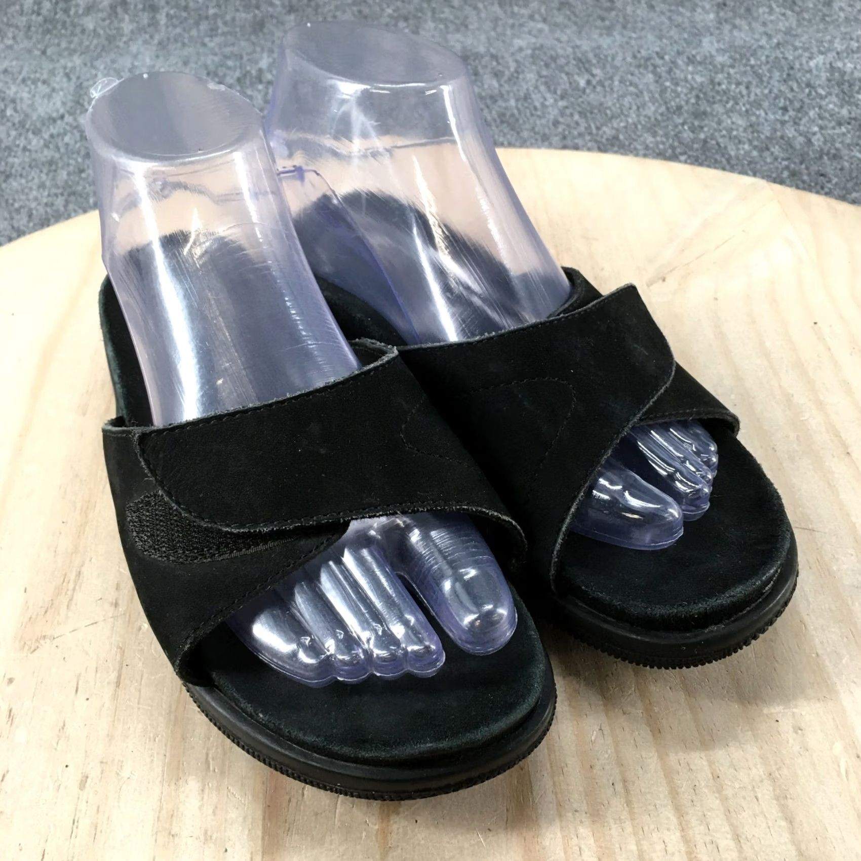 CO Walking Co Sandal Womens 37 Black Open Toe Slide Slip-On Leather Comfort Casual Womens Shoes Size US 7 / IT 37 - 3 Thumbnail