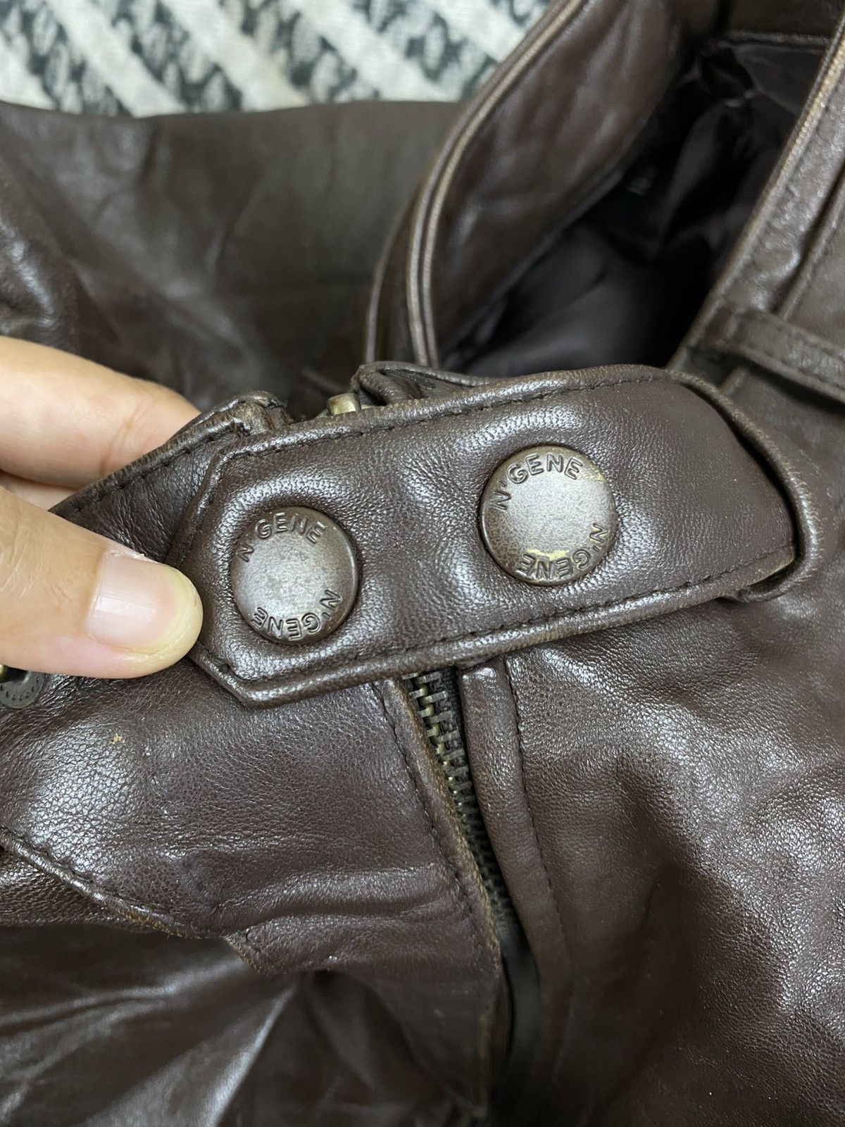 Genuine Leather Vintage N’GENE Genuine Stand-Up Collar Leather Bikers Jacket Size US M / EU 48-50 / 2 - 9 Thumbnail