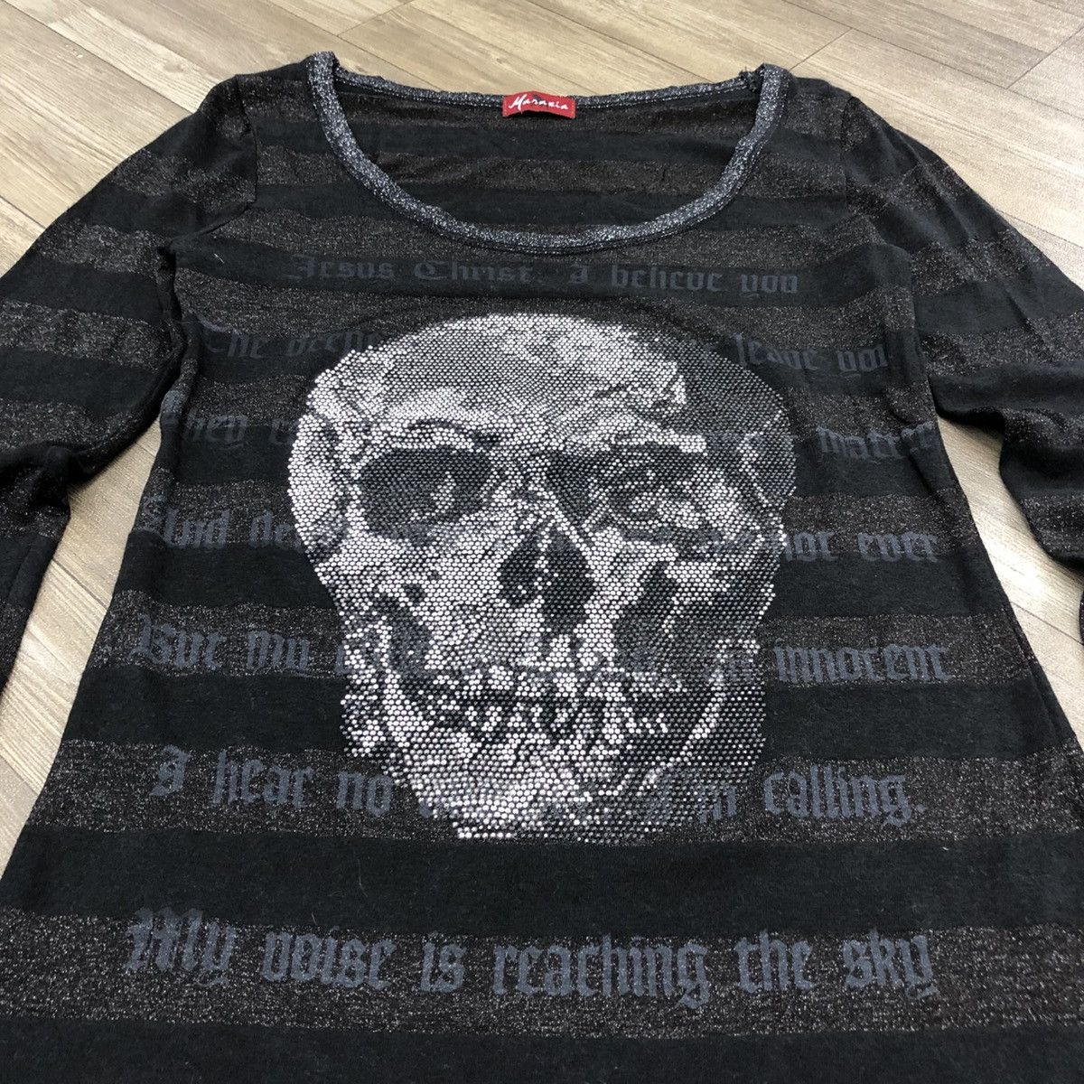 If Six Was Nine × Japanese Brand 2000s Maralia Poem Skull Lgb Stretching Striped LongSleeve Size US XS / EU 42 / 0 - 3 Thumbnail