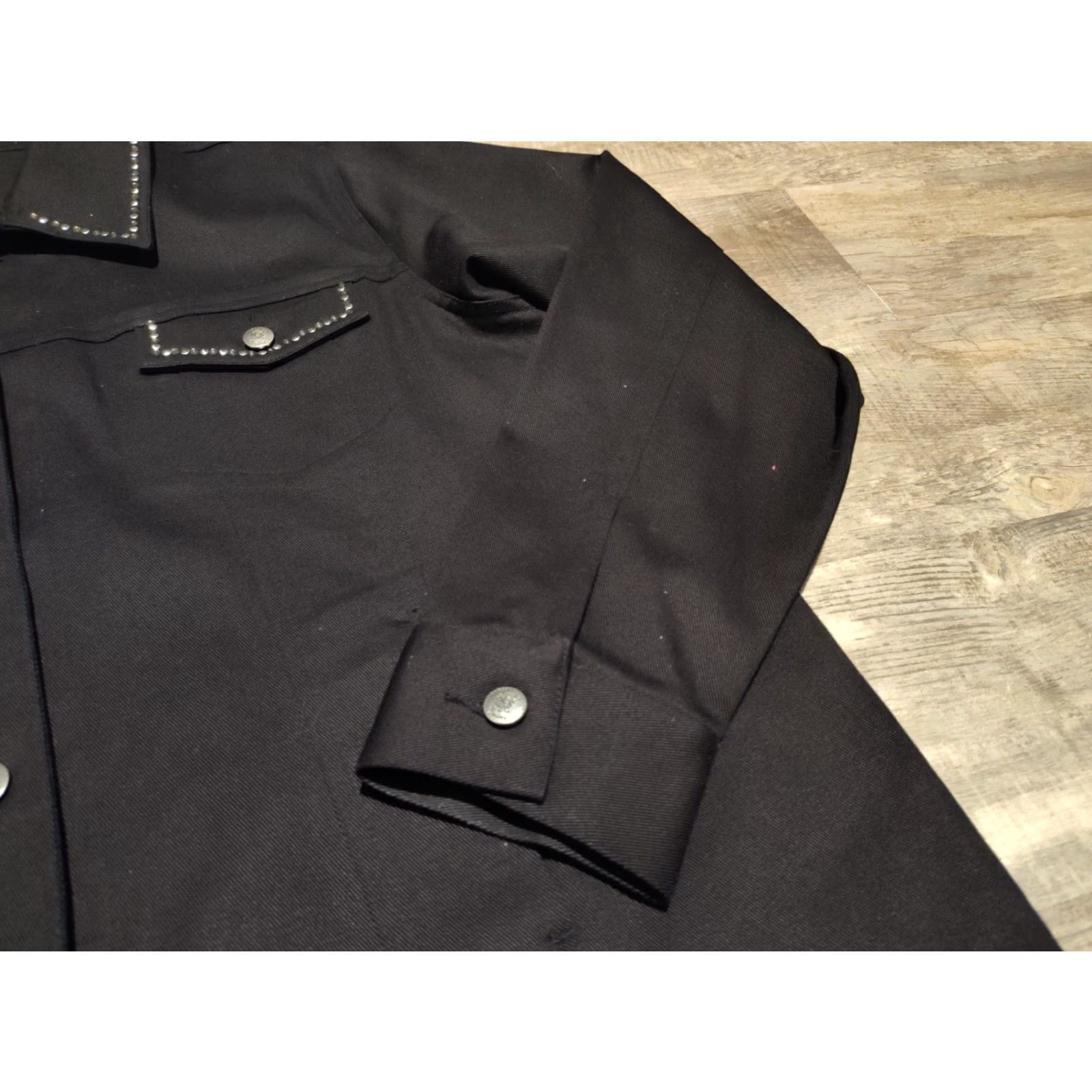 Quacker Factory VINTAGE Quacker Factory Women's Denim Jacket Bling Rhinestones Peace XL Black Casual All Seasons Size XL / US 12-14 / IT 48-50 - 2 Thumbnail