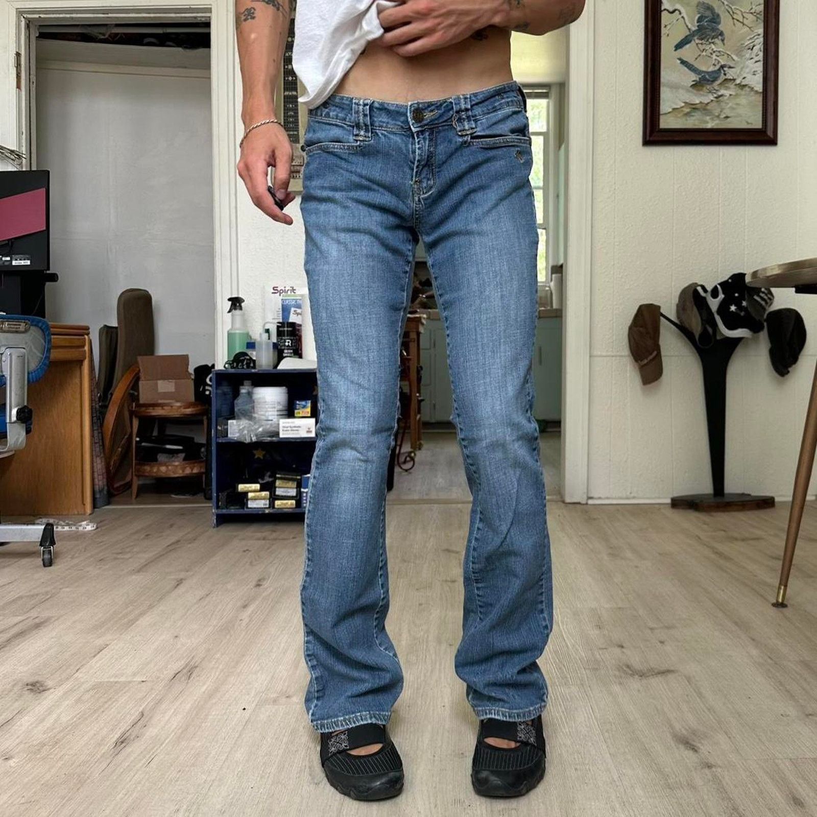 Vintage Vintage Y2K Studded Angel Low Rise Slim Denim Grunge Jean Size 29" - 1 Thumbnail