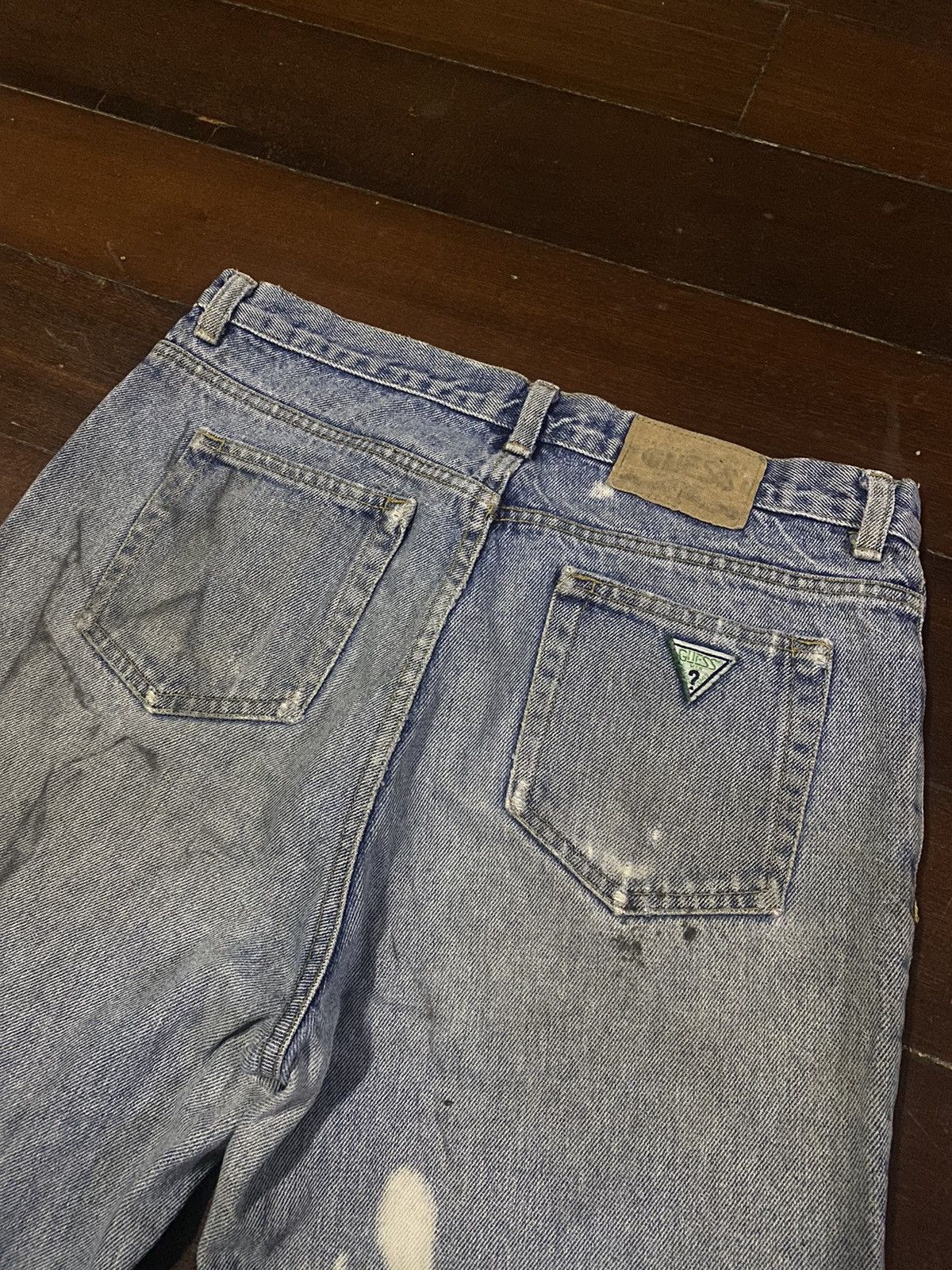 Guess × Polo Ralph Lauren × Vintage Fire 🔥 vintage 90s GUESS MADE IN USA distressed jeans S1 Size US 35 - 16 Thumbnail