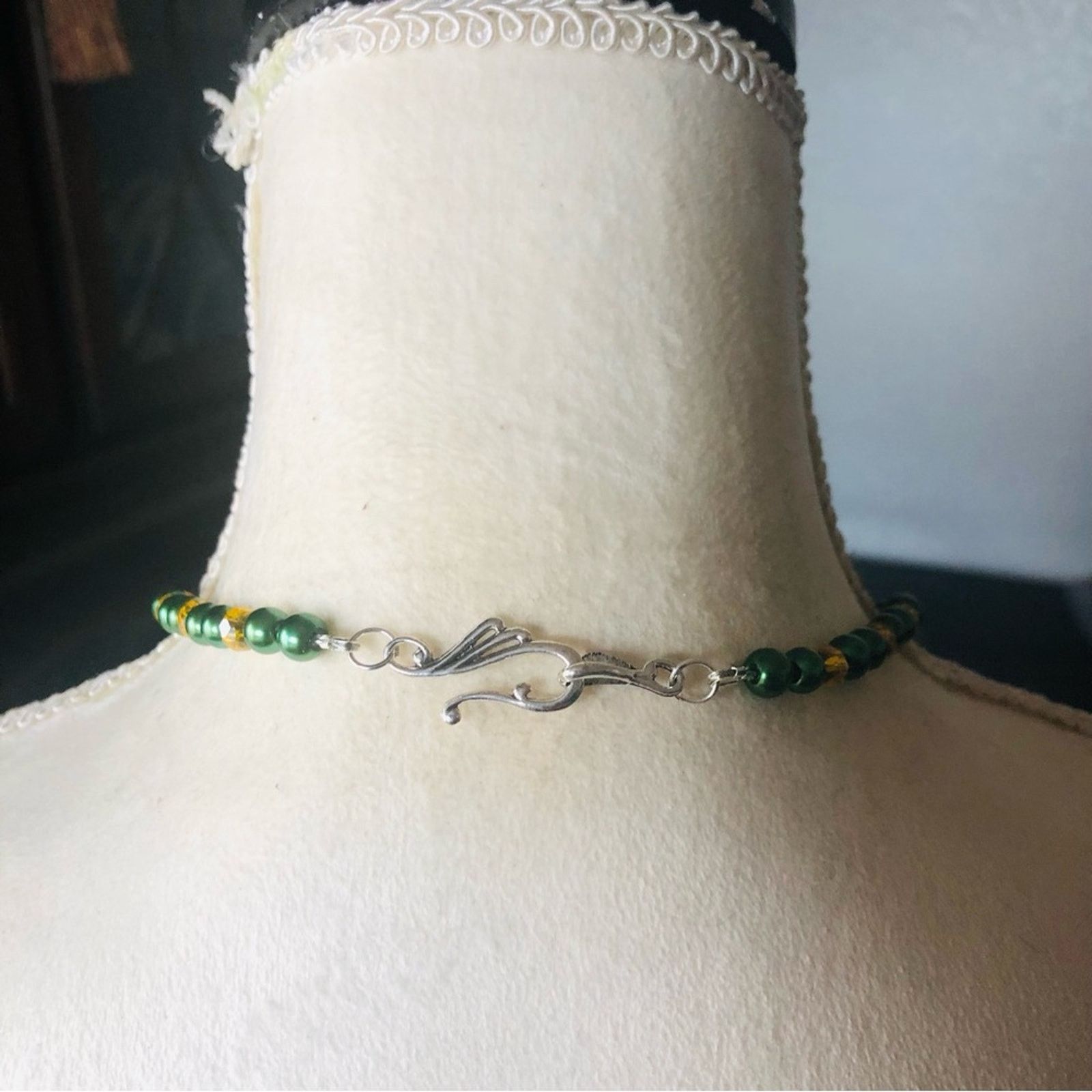 Handmade Handcrafted repurpose cabochon filigree Pearl necklace Size ONE SIZE - 7 Thumbnail