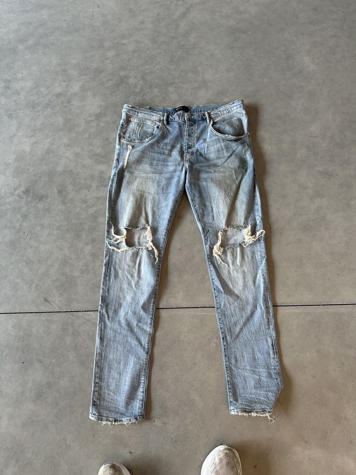 Purple Brand Purple Brand Knee Ripped Denim Blue Size US 40 / EU 56 - 1 Thumbnail