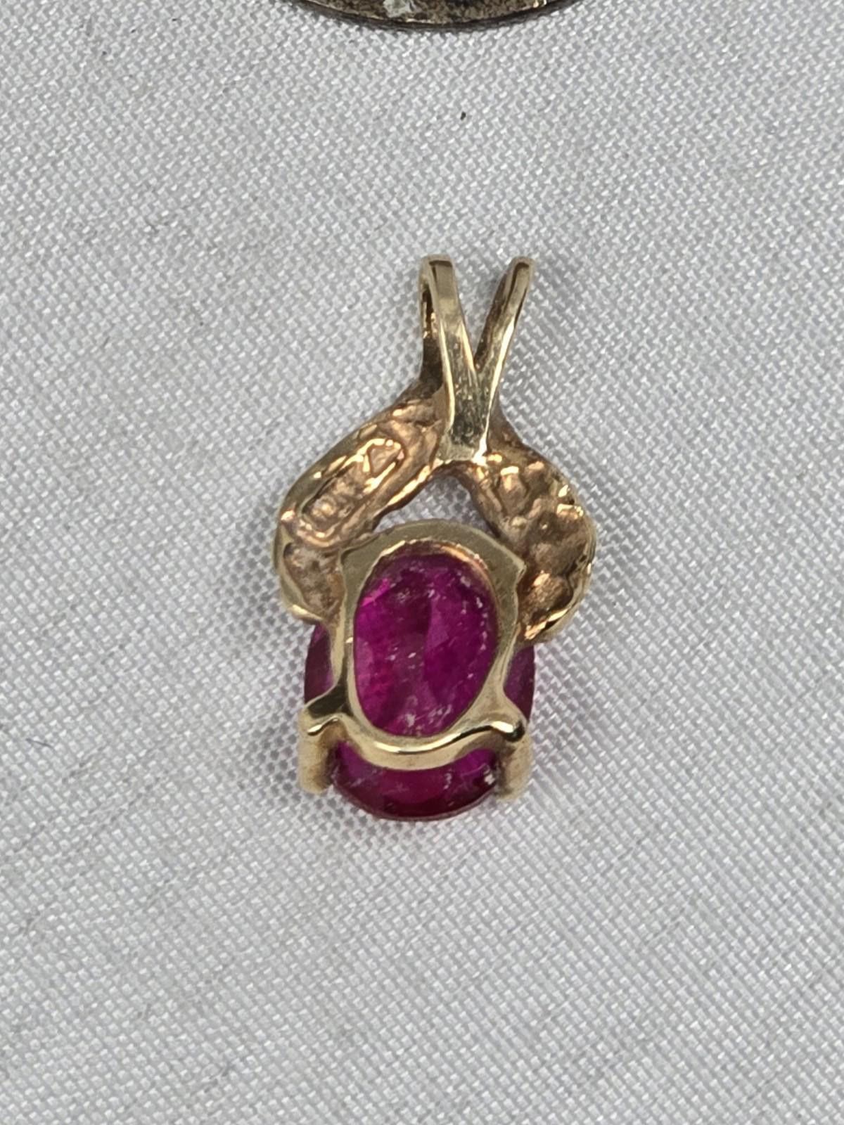 The Unbranded Brand ​Vtg 10k Yellow Gold Estate Ruby Pendant & Garnet Earrings Size ONE SIZE - 3 Thumbnail