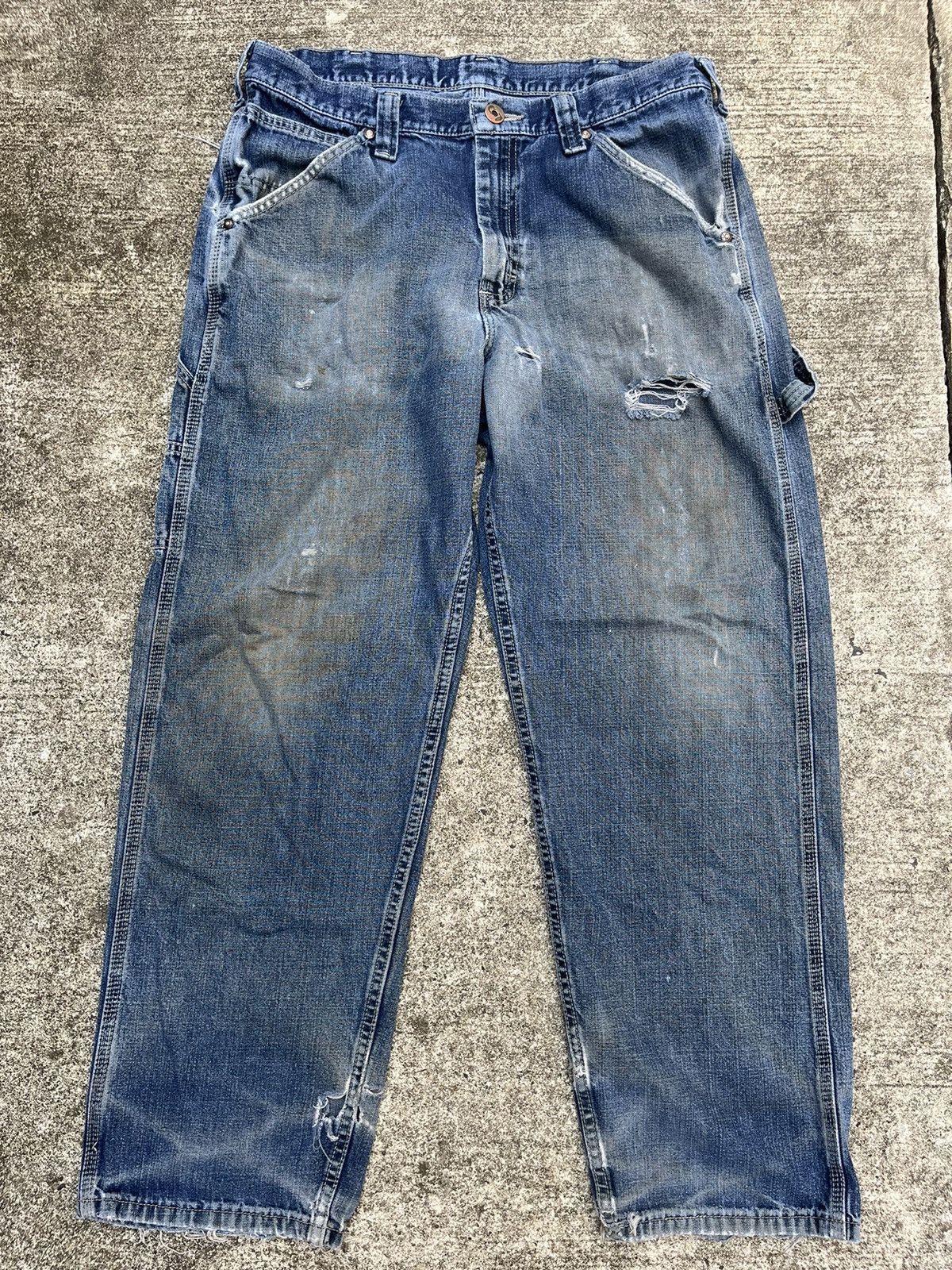 Lee × Vintage Vintage Y2K Baggy Skater Thrashed Carpenter Jeans Size US 30 / EU 46 - 1 Thumbnail