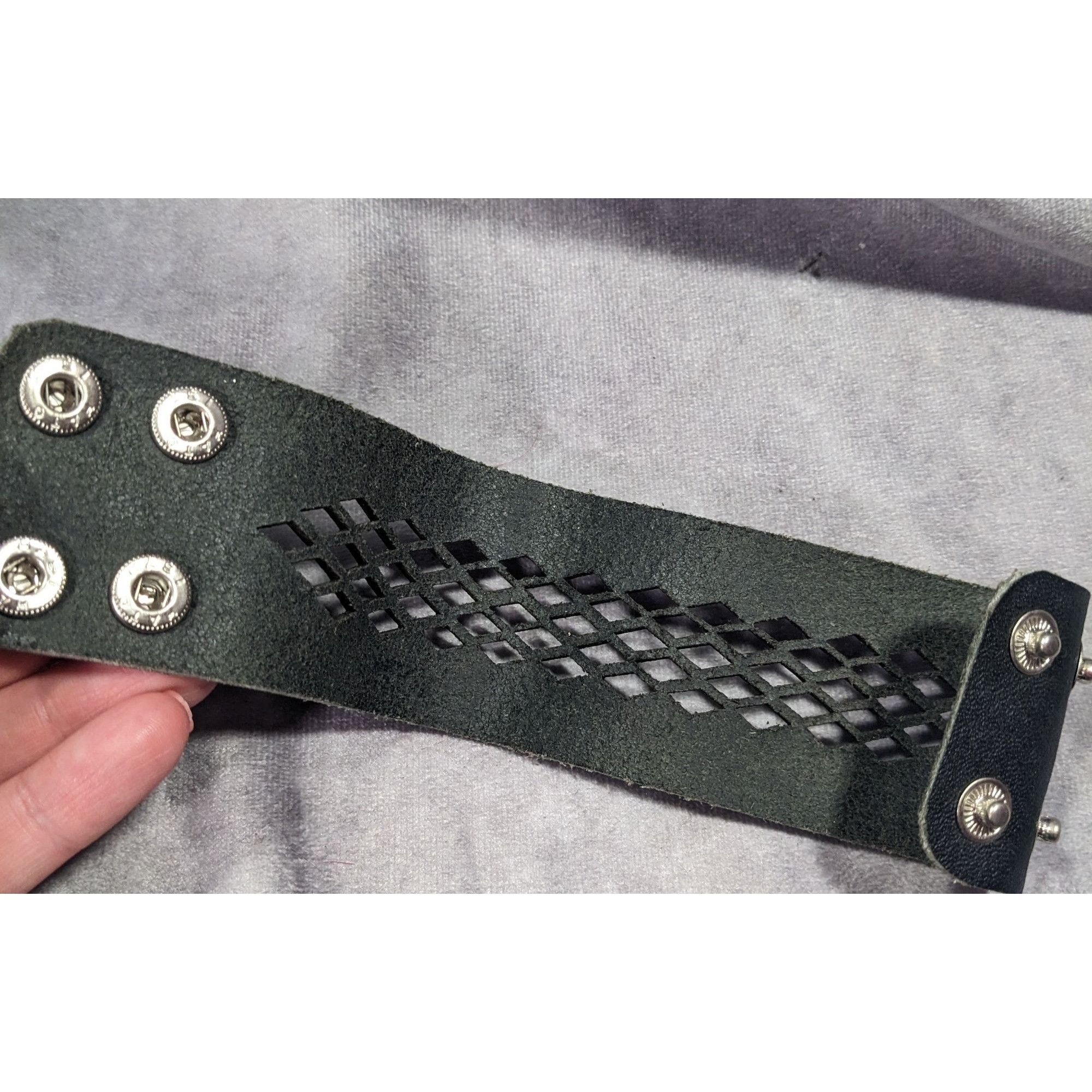 Other Gothic Black Faux Leather Lattice Cutout Bracelet Size ONE SIZE - 9 Thumbnail