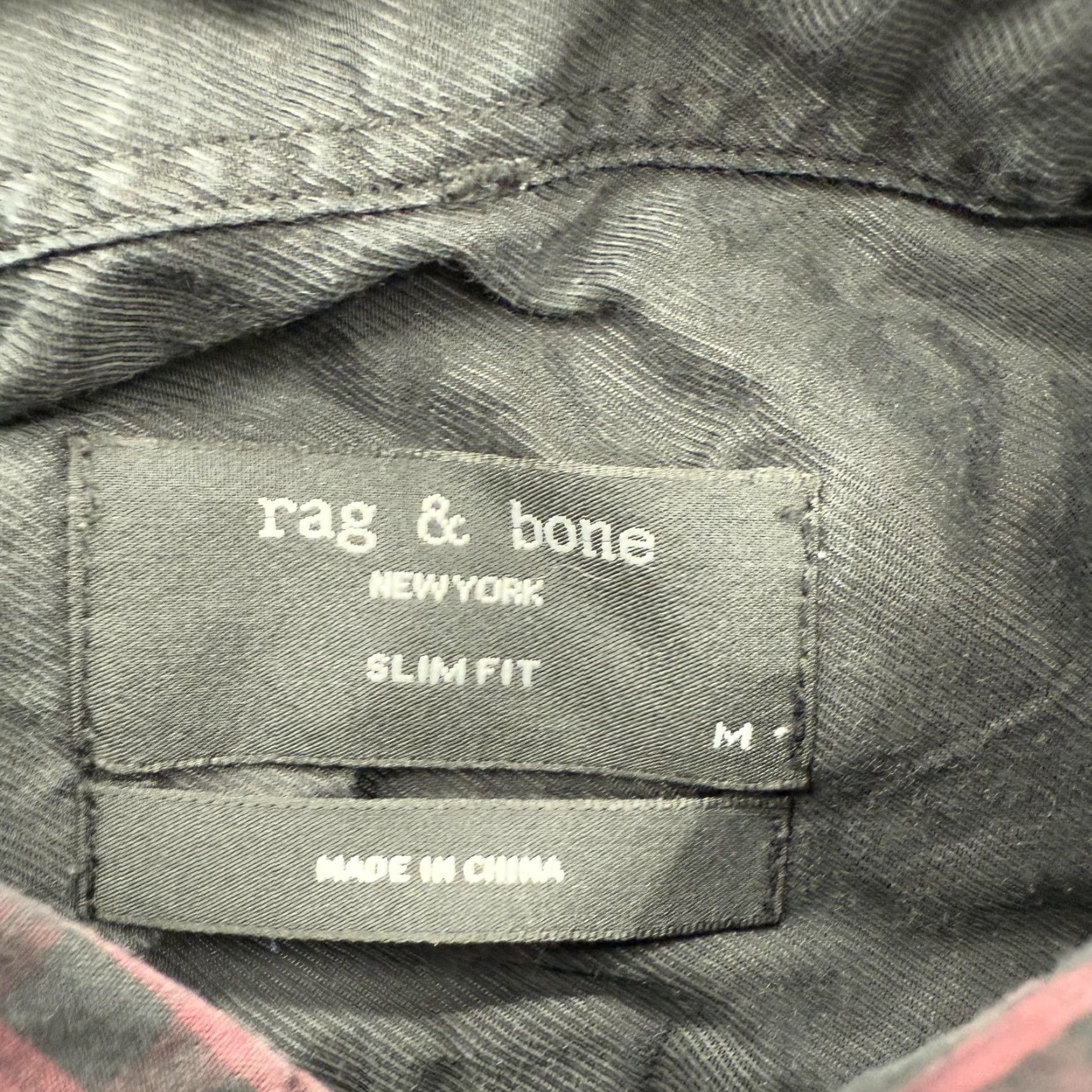 Rag & Bone rag & bone Shirt Mens Medium Burgundy Black Plaid Slim Fit Button Down Casual Size US M / EU 48-50 / 2 - 3 Thumbnail