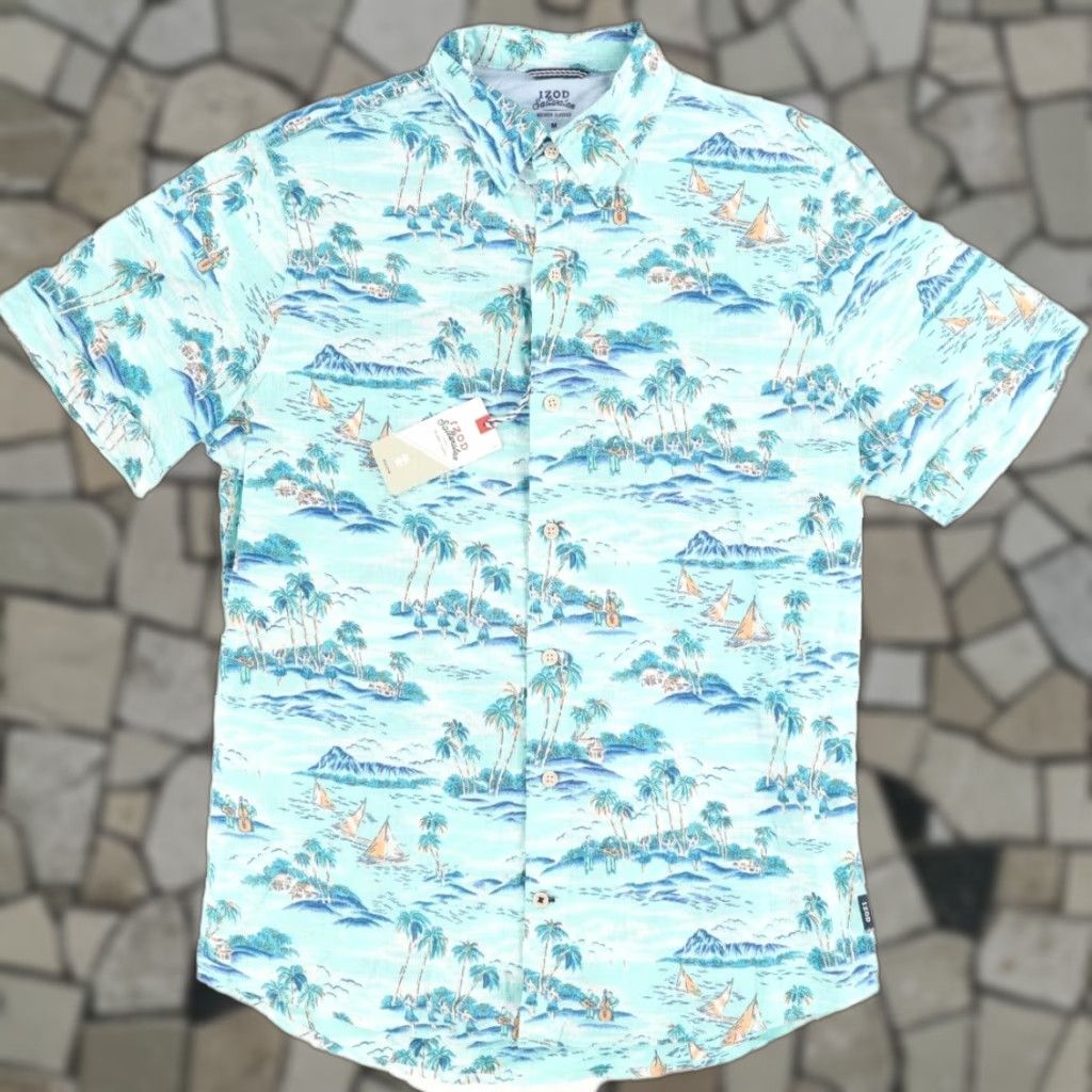 Izod VINTAGE Izod Saltwater Relaxed Camp All Over Print Button Up Shirt Men's M Size US M / EU 48-50 / 2 - 1 Thumbnail