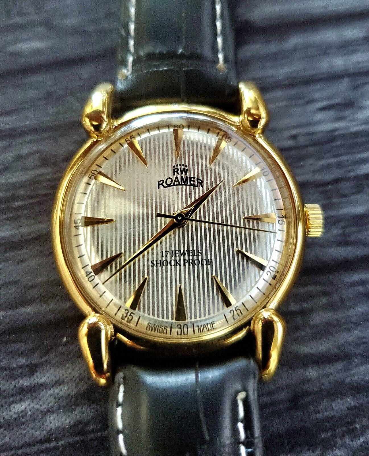 image of Designer Roamer Brevete Manual Swiss Watch Serviced Runs Great in Gold, Men's