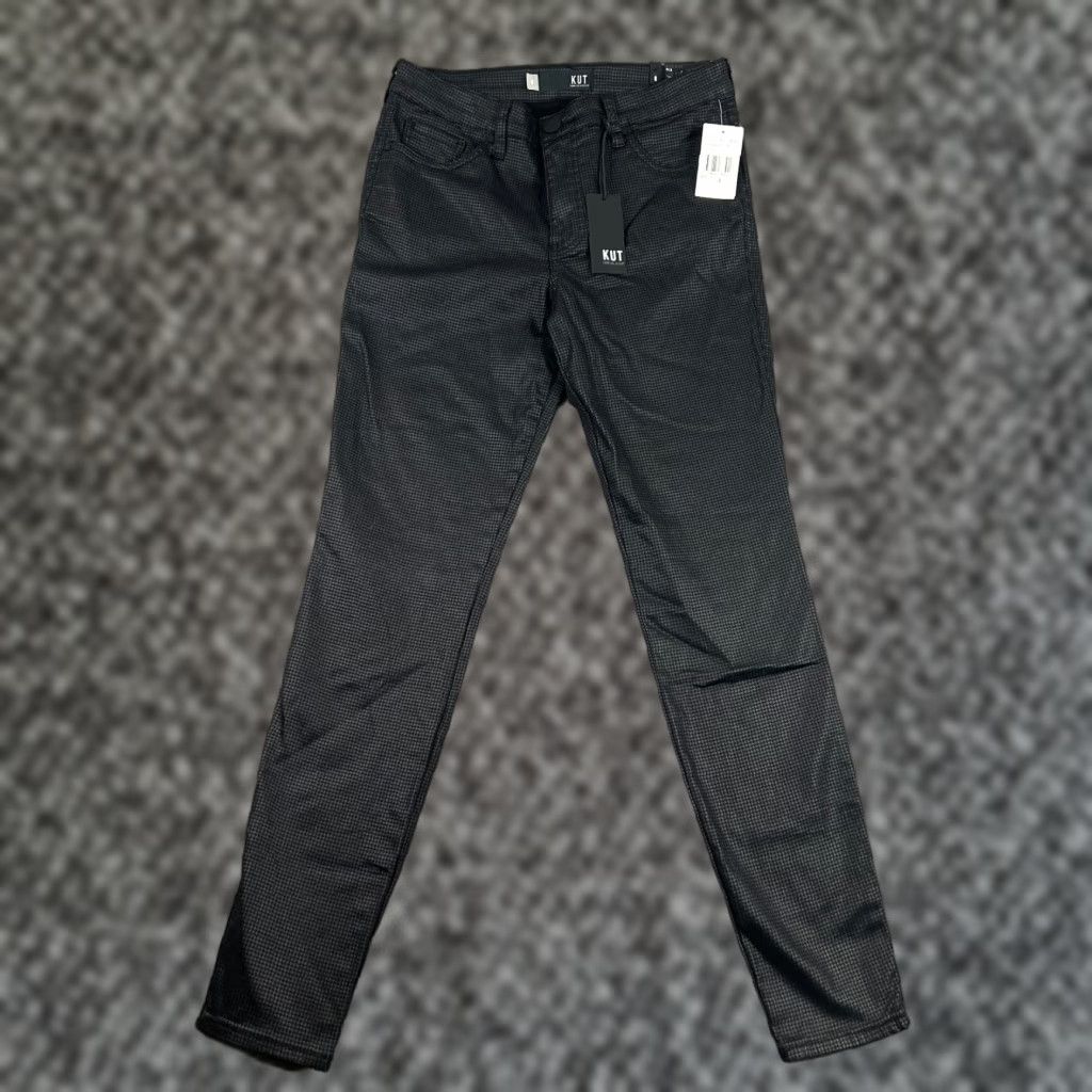 Vintage KUT from the Kloth Mia Fab Ab Toothpick Skinny Jeans Women's 8 Patterned Geometric Black 5-Pocket Regular Inseam 30"} Size 30" / US 8 / IT 44 - 1 Thumbnail