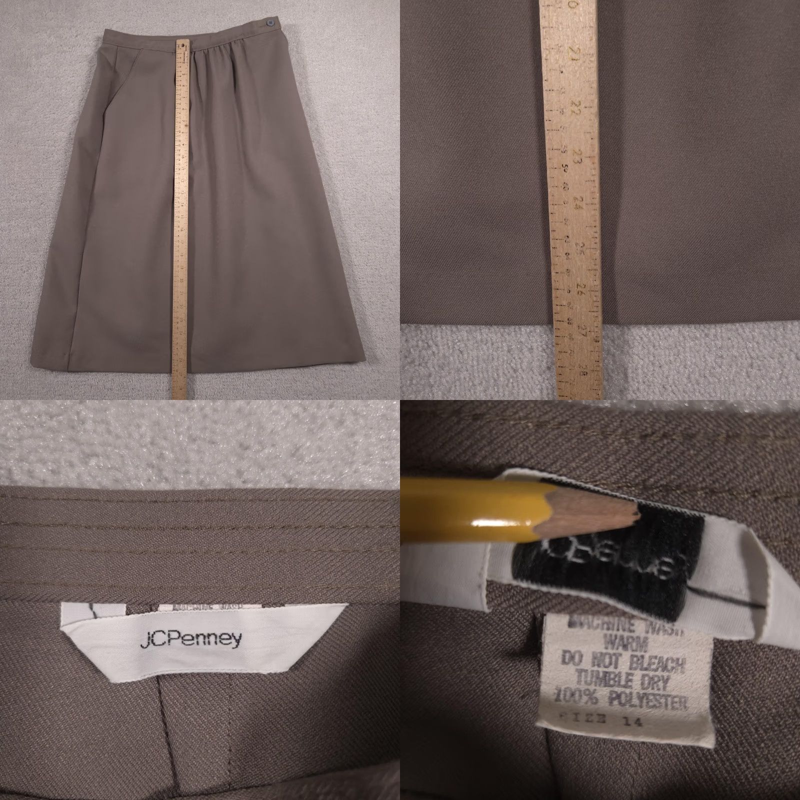 JCPenney JCPenney Skirt Womens 14 Brown A-Line Midi Polyester Twill Pockets Career Office Size 36" / US 14 / IT 50 - 8 Thumbnail