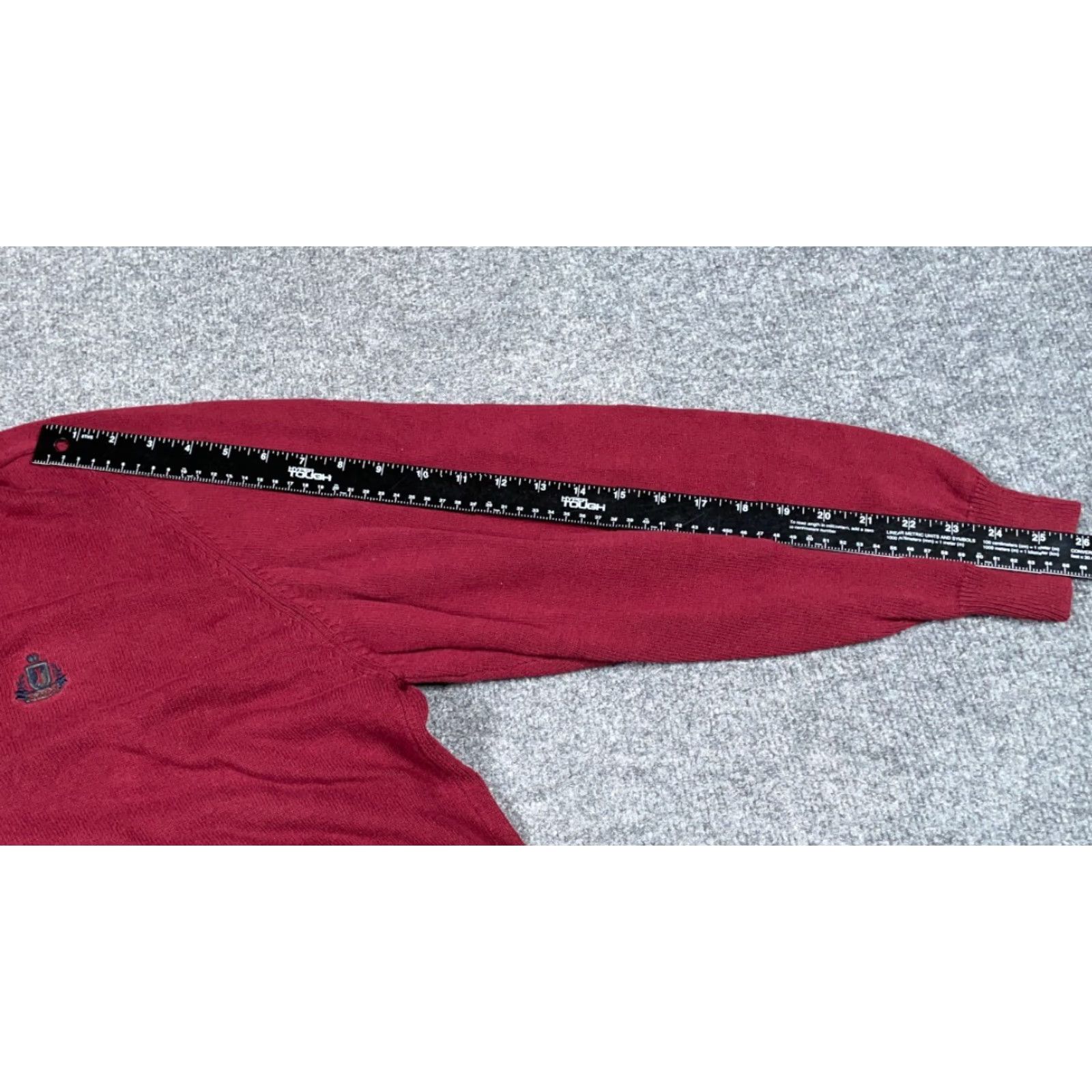 Izod VINTAGE 90s IZOD V-Neck Sweater Adult Large Dark Red Cotton Pullover Knit Mens Size US L / EU 52-54 / 3 - 6 Thumbnail