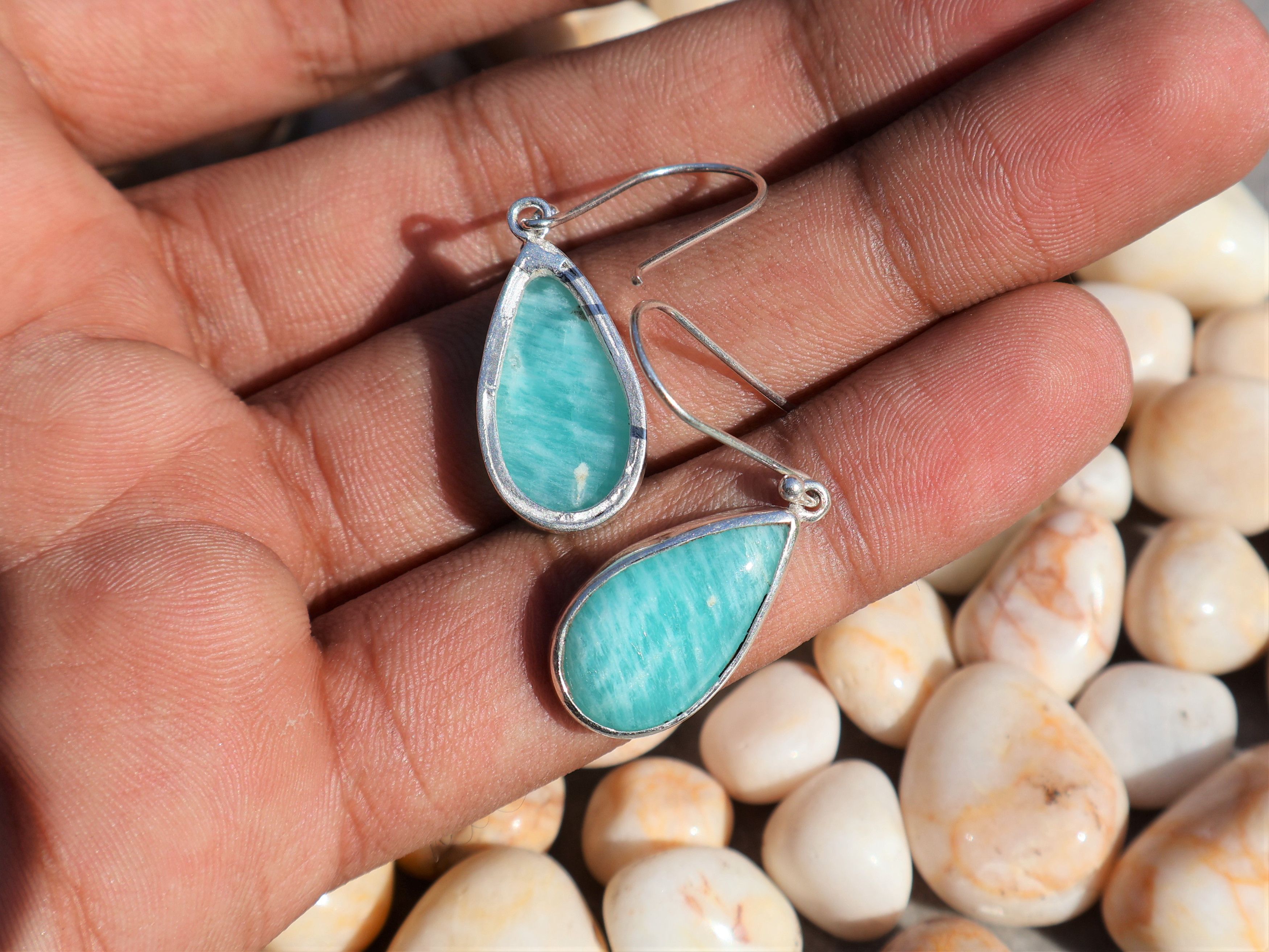 Handmade Amazonite Earring, 925 Sterling Silver, Handmade Earring, Size ONE SIZE - 8 Thumbnail