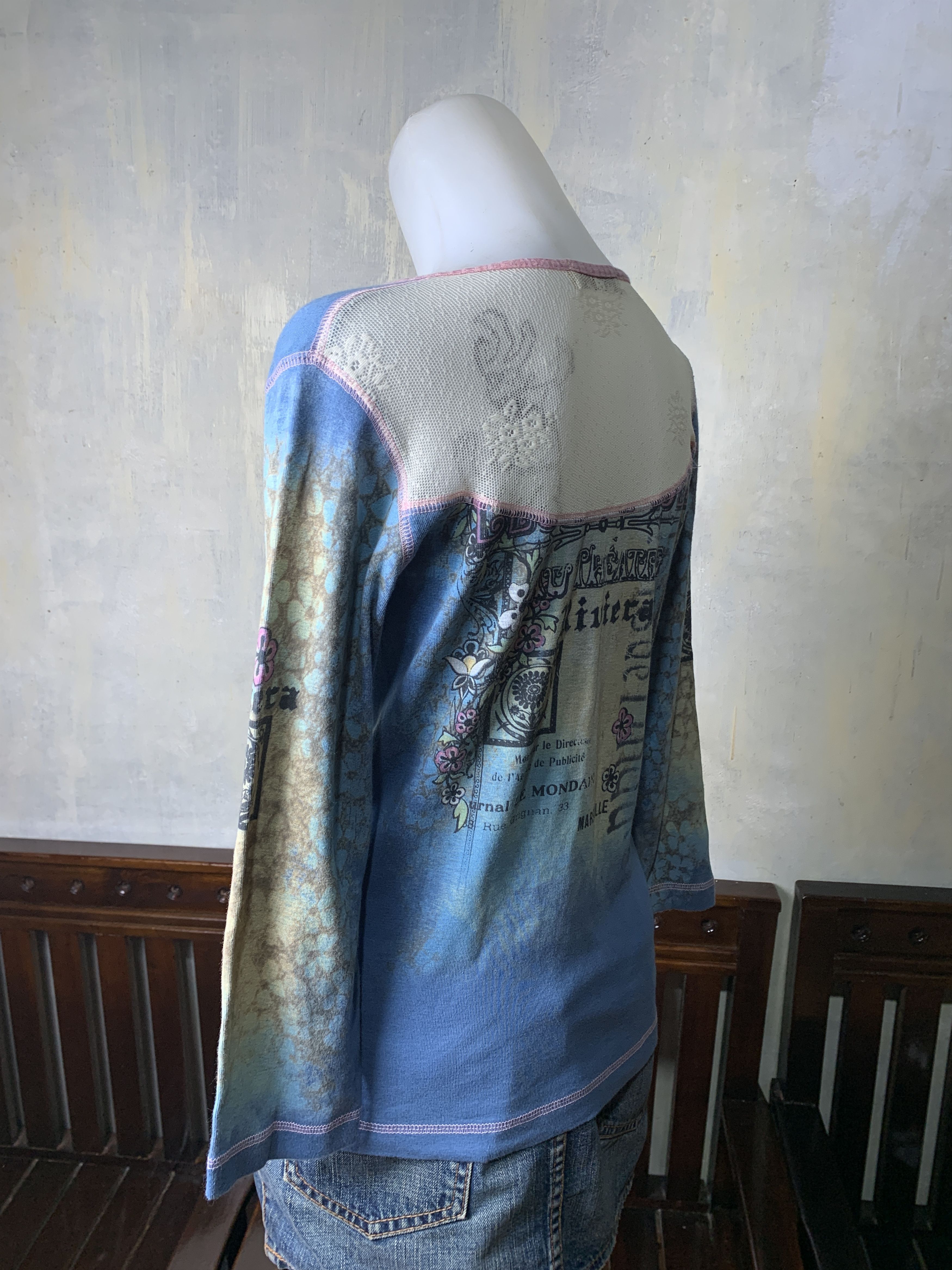 Japanese Brand 2000s Skinny Minie Floral Poem Top (M) Size M / US 6-8 / IT 42-44 - 3 Thumbnail