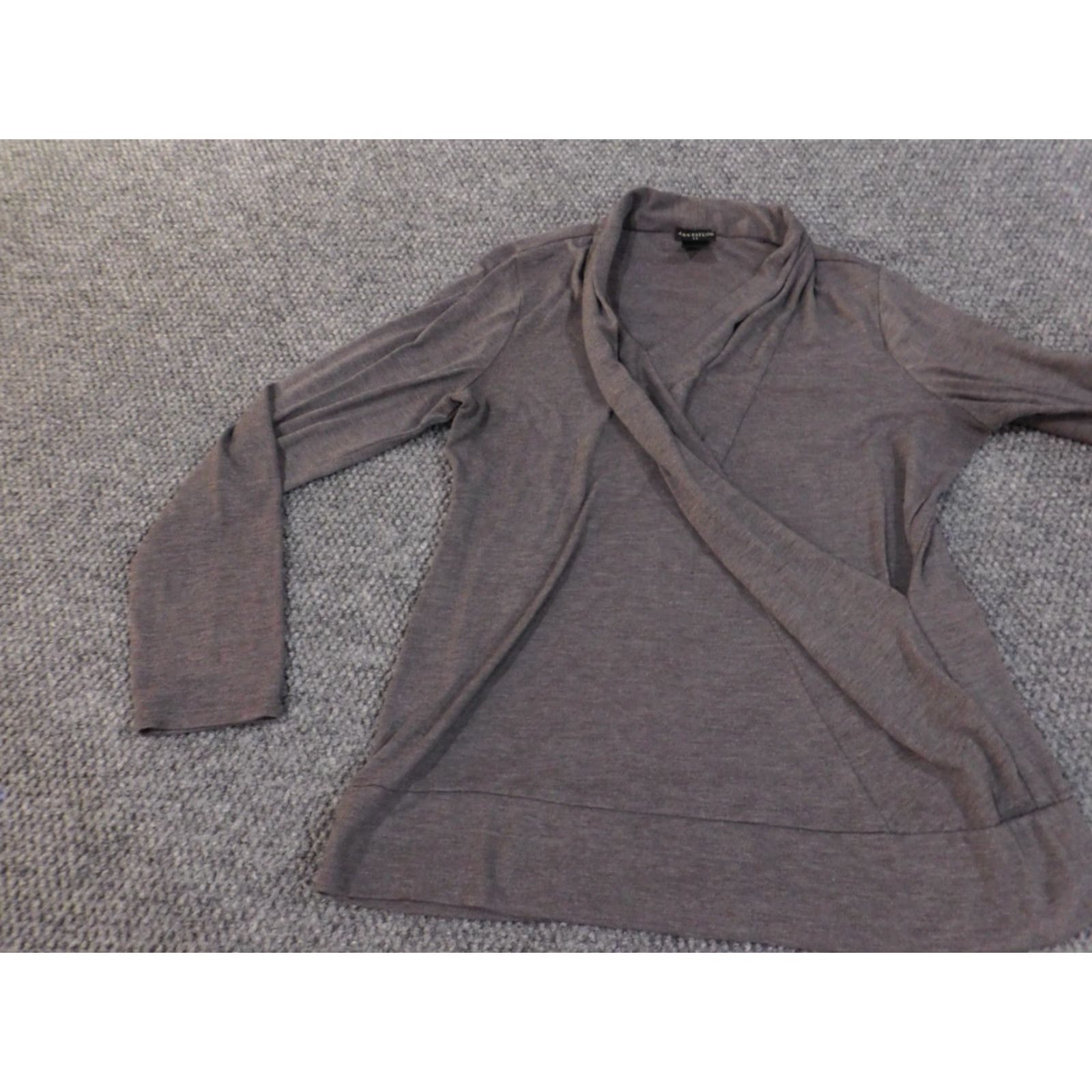 Ann Taylor Ann Taylor Sweater Pullover Women's L Gray Stretch Knit Polyester Rayon Spandex Regular Round Neck Long Sleeve Machine Washable Casual Modern Designer Size L / US 10 / IT 46 - 3 Thumbnail