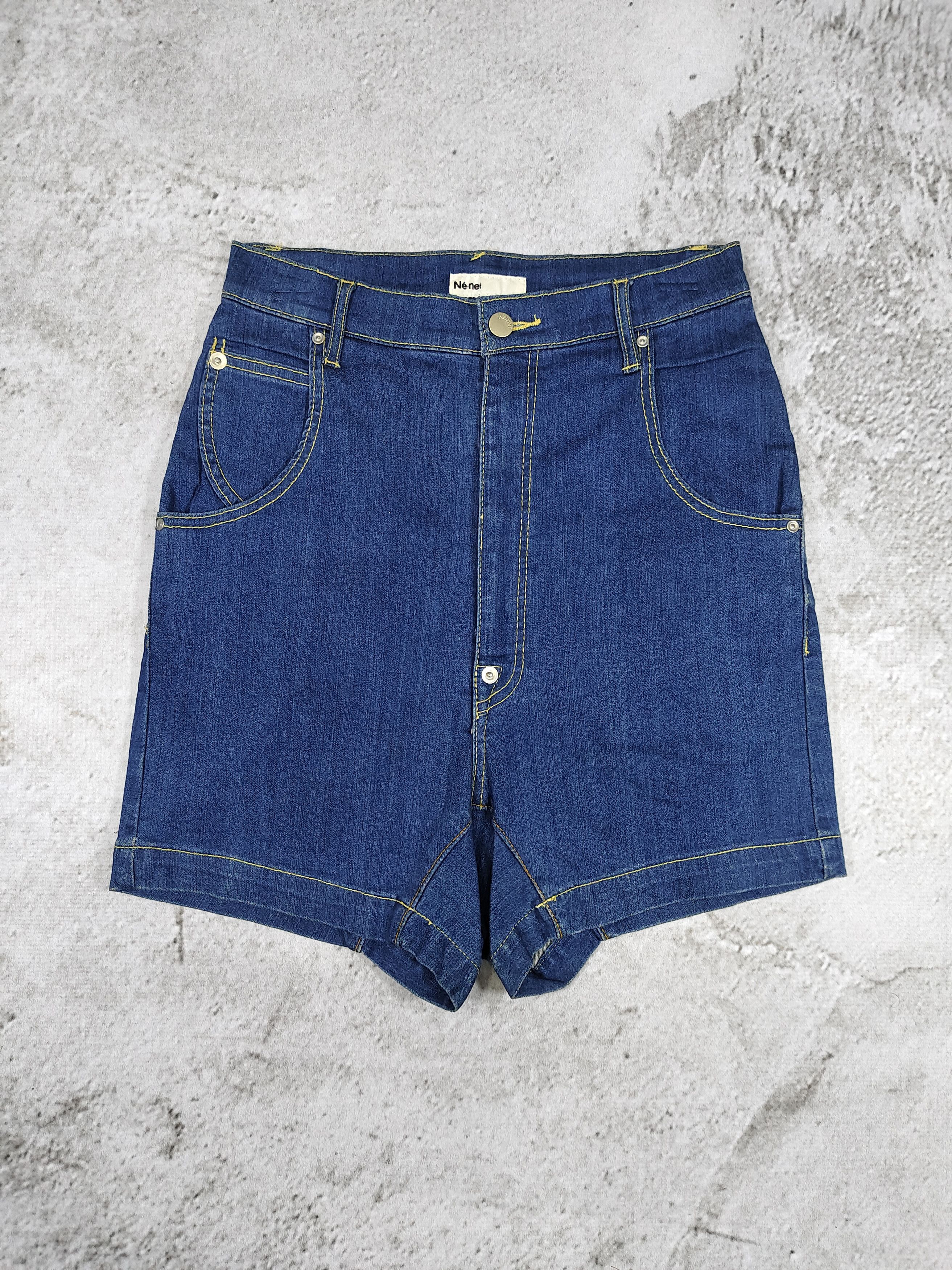 Ne-Net 00s Ne-Net- Bear Loop Embroidery Pocket Denim Short Size 29" - 5 Thumbnail