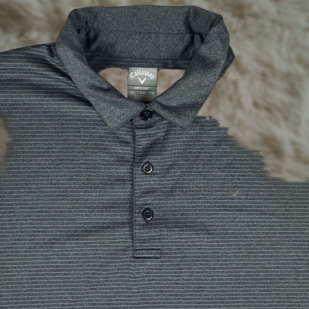 Callaway Callaway Polo Shirt Mens 2XL Gray Striped Opti Dri Fit Golf Short Sleeve Shirt Size US XXL / EU 58 / 5 - 1 Thumbnail