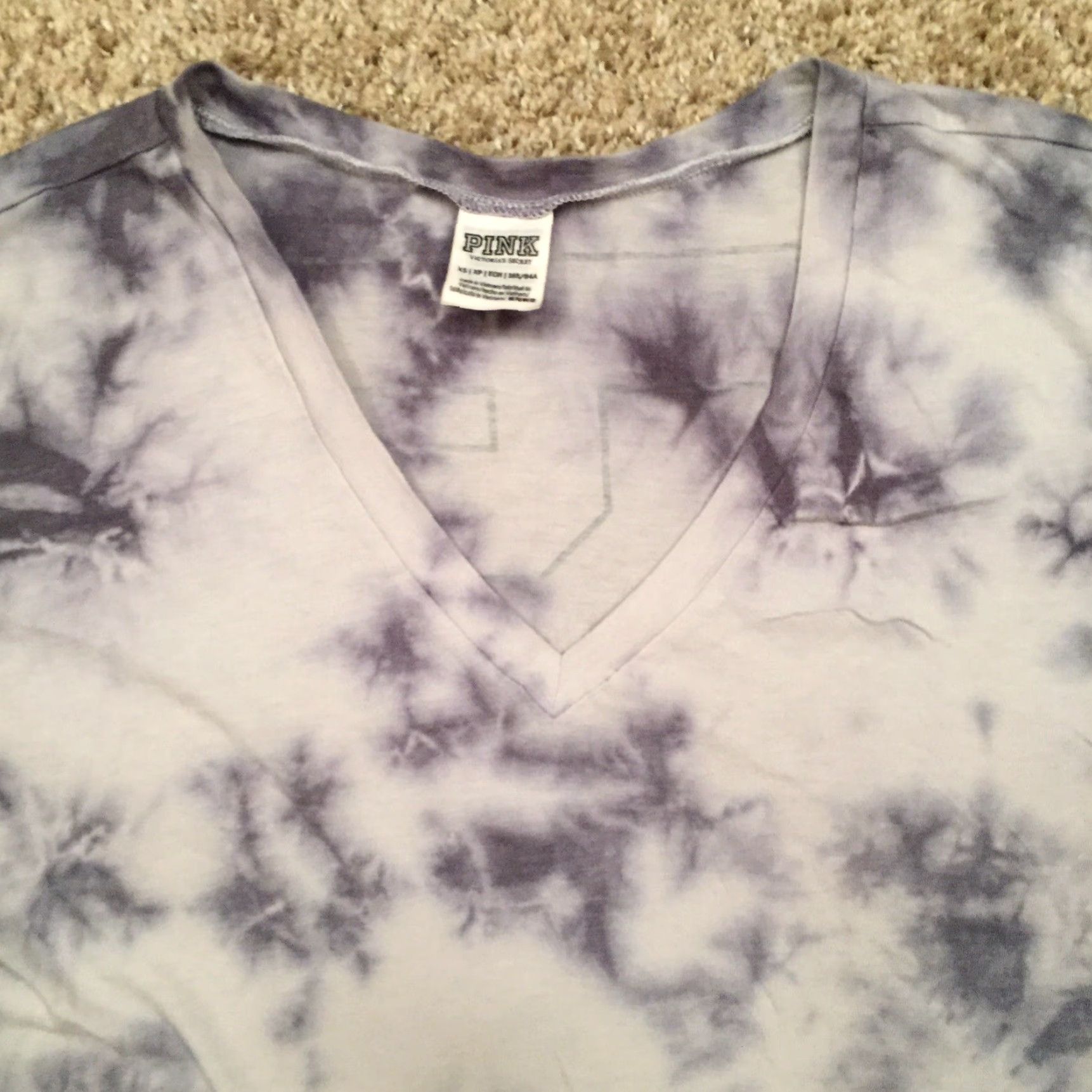 Victoria's Secret Victoria's Secret Shirt XS Purple Tie-Dye Short Sleeve Ladies VS PINK T-Shirt Multicolor V-Neck Casual Females Size XS / US 0-2 / IT 36-38 - 3 Thumbnail