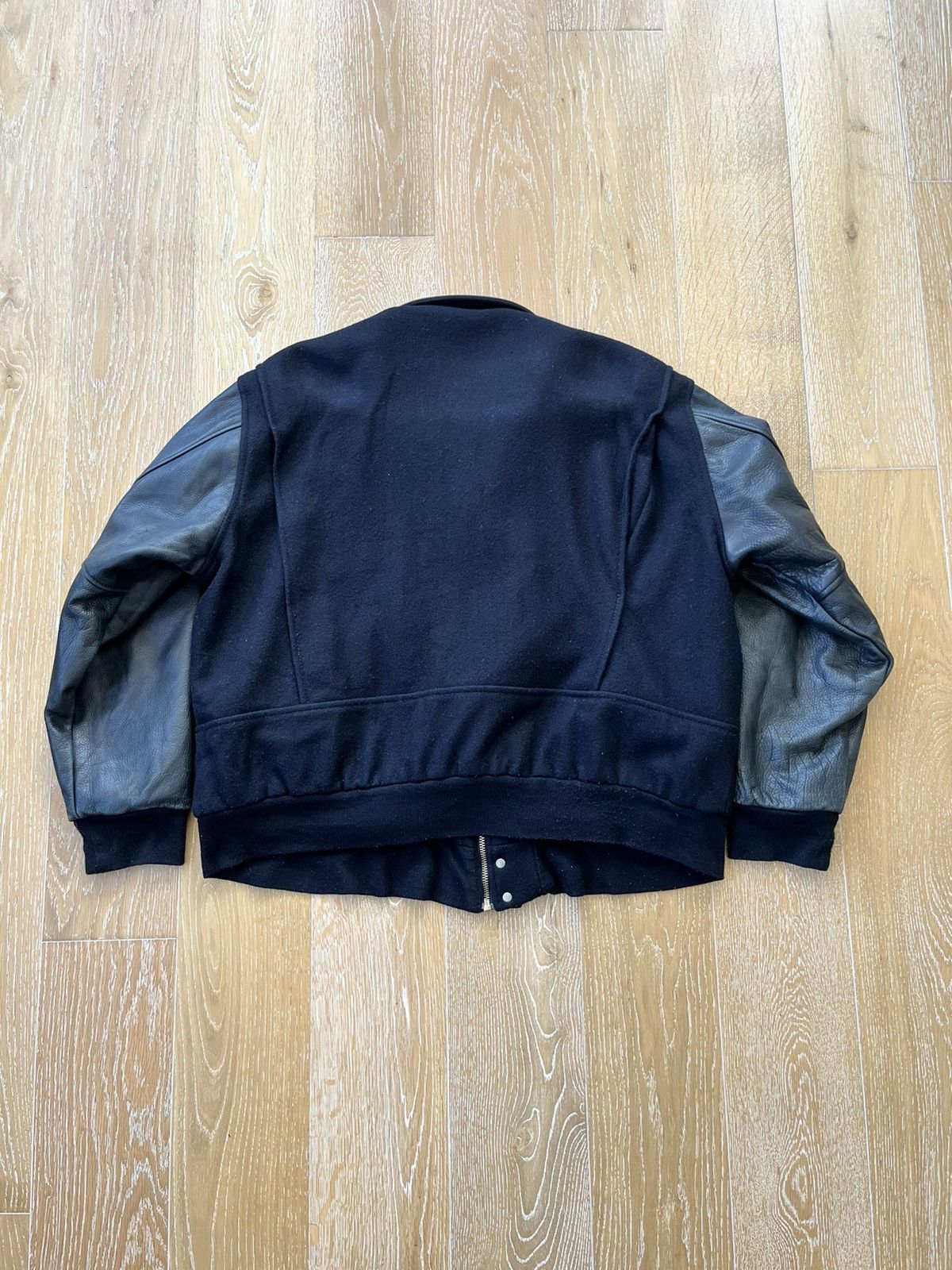 Leather × Vintage Varisity Jacket Black on Black Size US XXL / EU 58 / 5 - 2 Thumbnail