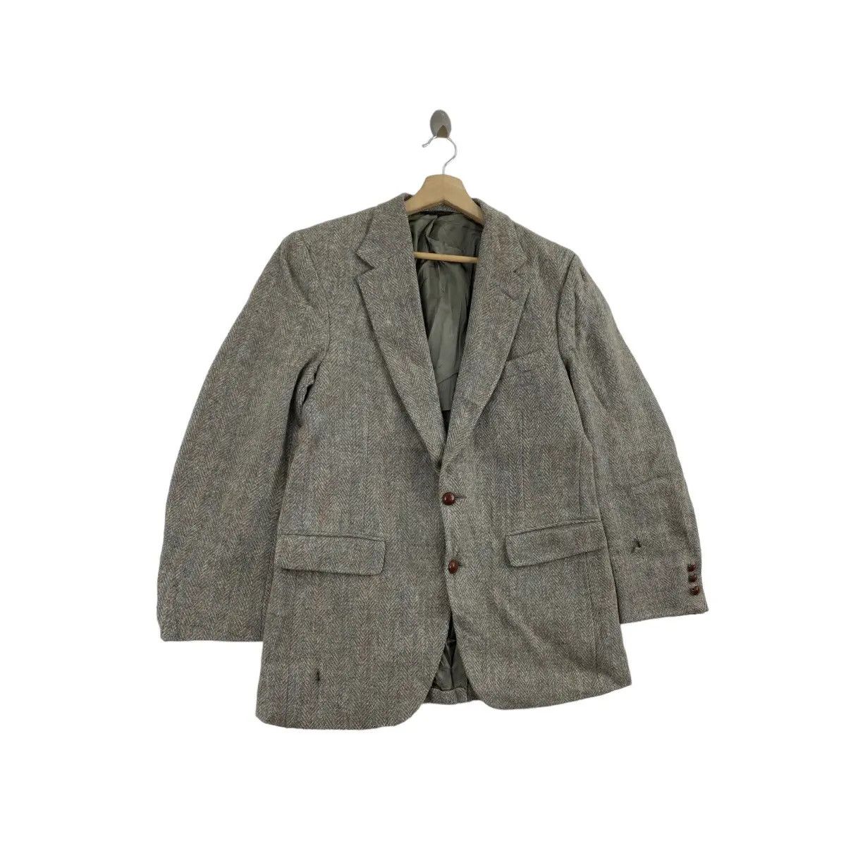 Harris Tweed Vtg HARRIS TWEED Hand Woven Houndstooth Blazer Lawrence Shop Size 40R - 3 Thumbnail