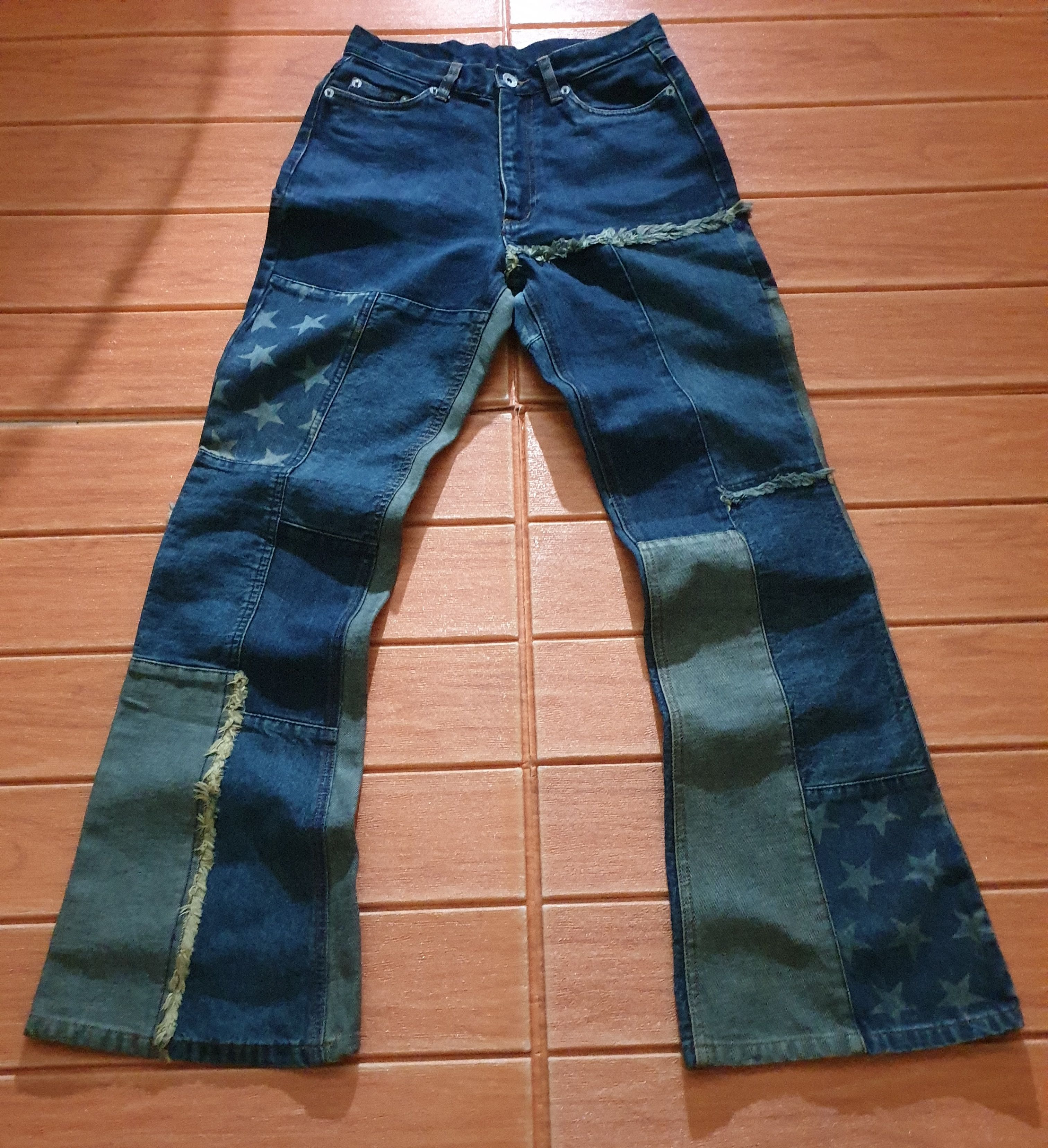 If Six Was Nine 💥Cat patchwork denim Japanese style pant Size US 27 - 4 Thumbnail