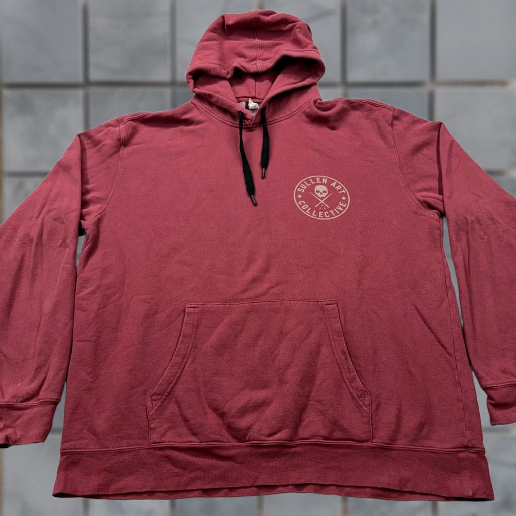 Vintage Sullen Art Collective Mens Burgundy Skull Graphic Hoodie Pullover XL Size US XL / EU 56 / 4 - 1 Thumbnail