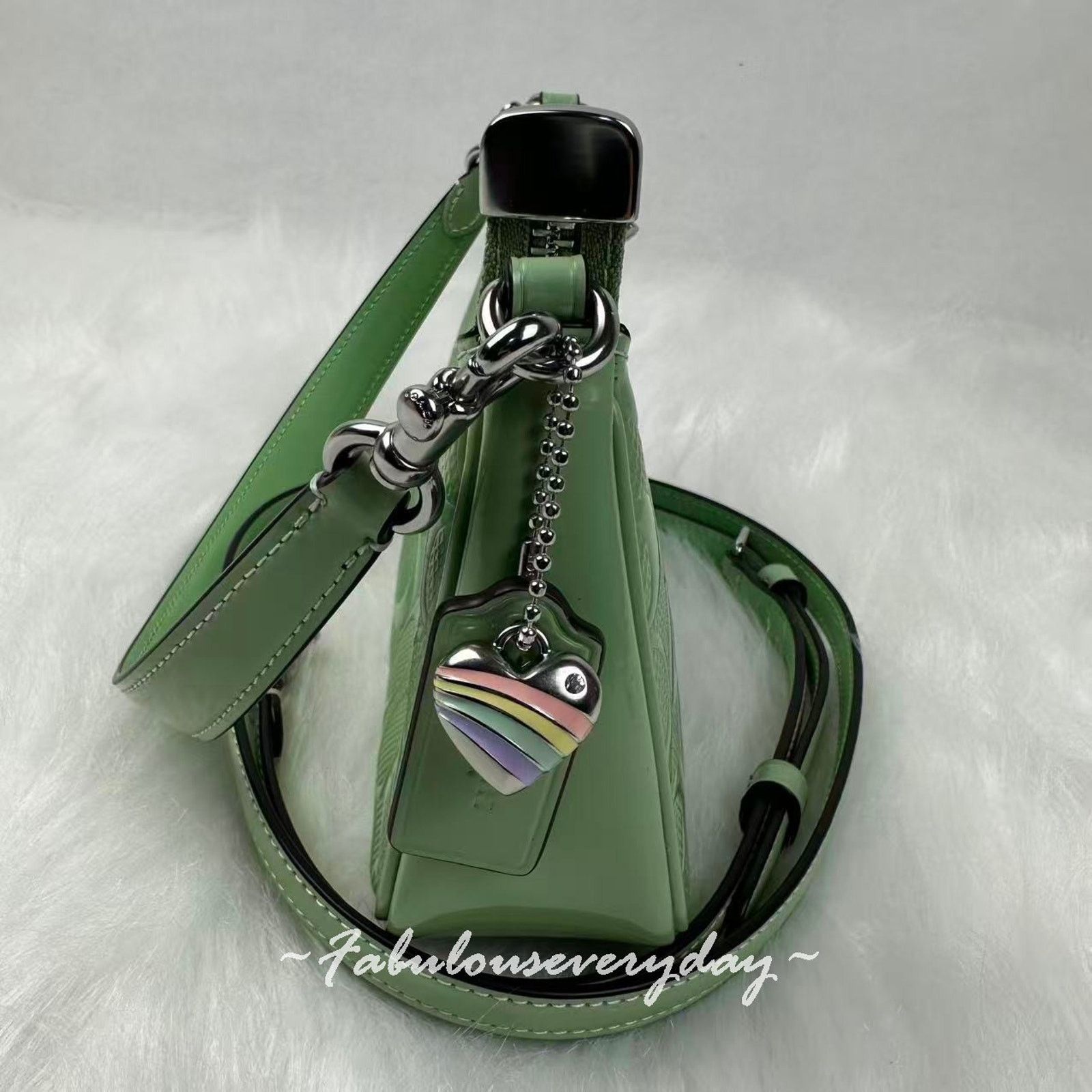 Coach Coach Teri Mini Crossbody Sig Leather Heart Charm Pale Green Size ONE SIZE - 5 Thumbnail