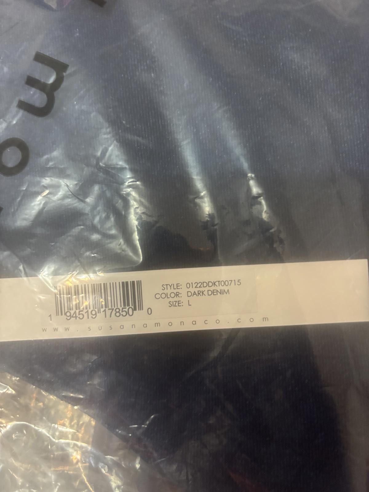 Designer Stylish Susana Monaco Dark Denim Crop Top - Navy Blue Large Size L / US 10 / IT 46 - 6 Thumbnail