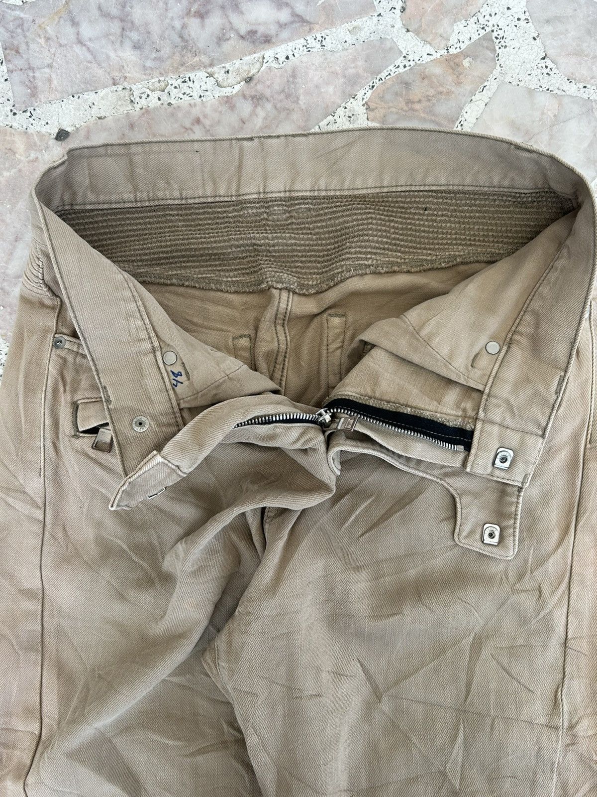 Balmain Balmain Biker Denim Pants Khaki Size US 33 - 8 Thumbnail
