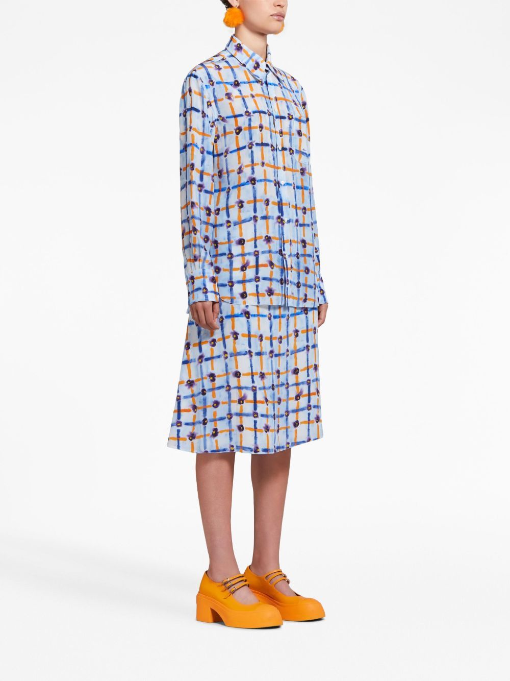 Marni o1w1db10125 Print Pointed Collar Silk Shirt in Multicolor Size S / US 4 / IT 40 - 3 Thumbnail