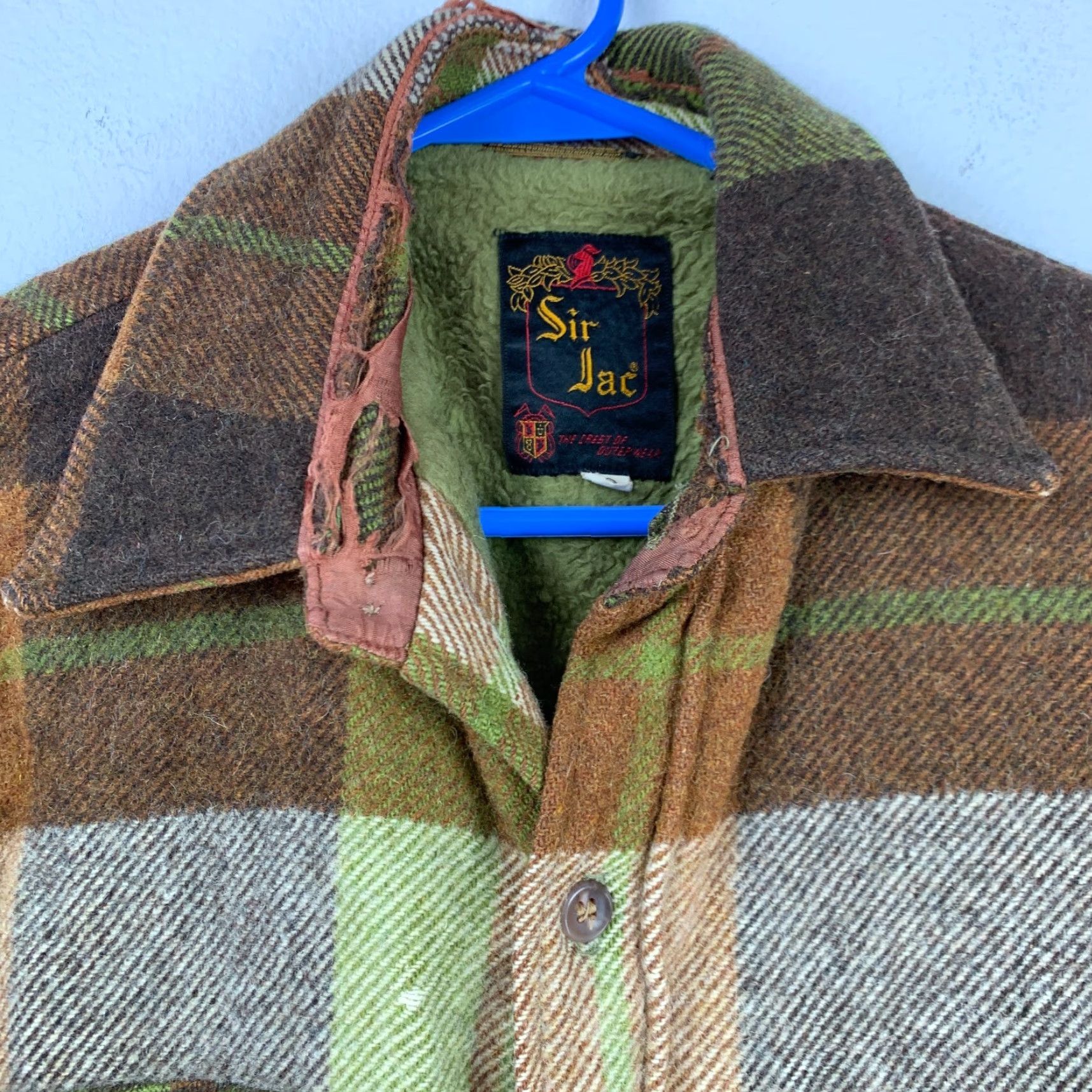 Vintage VINTAGE Sir Jac Plaid Sherpa Fleece Lined Shirt Shacket Mens Small Green 1960s Wool Blend 60s Vintage Shacket Sir Jac Shirt Mens Small Green 60s Size US S / EU 44-46 / 1 - 3 Thumbnail