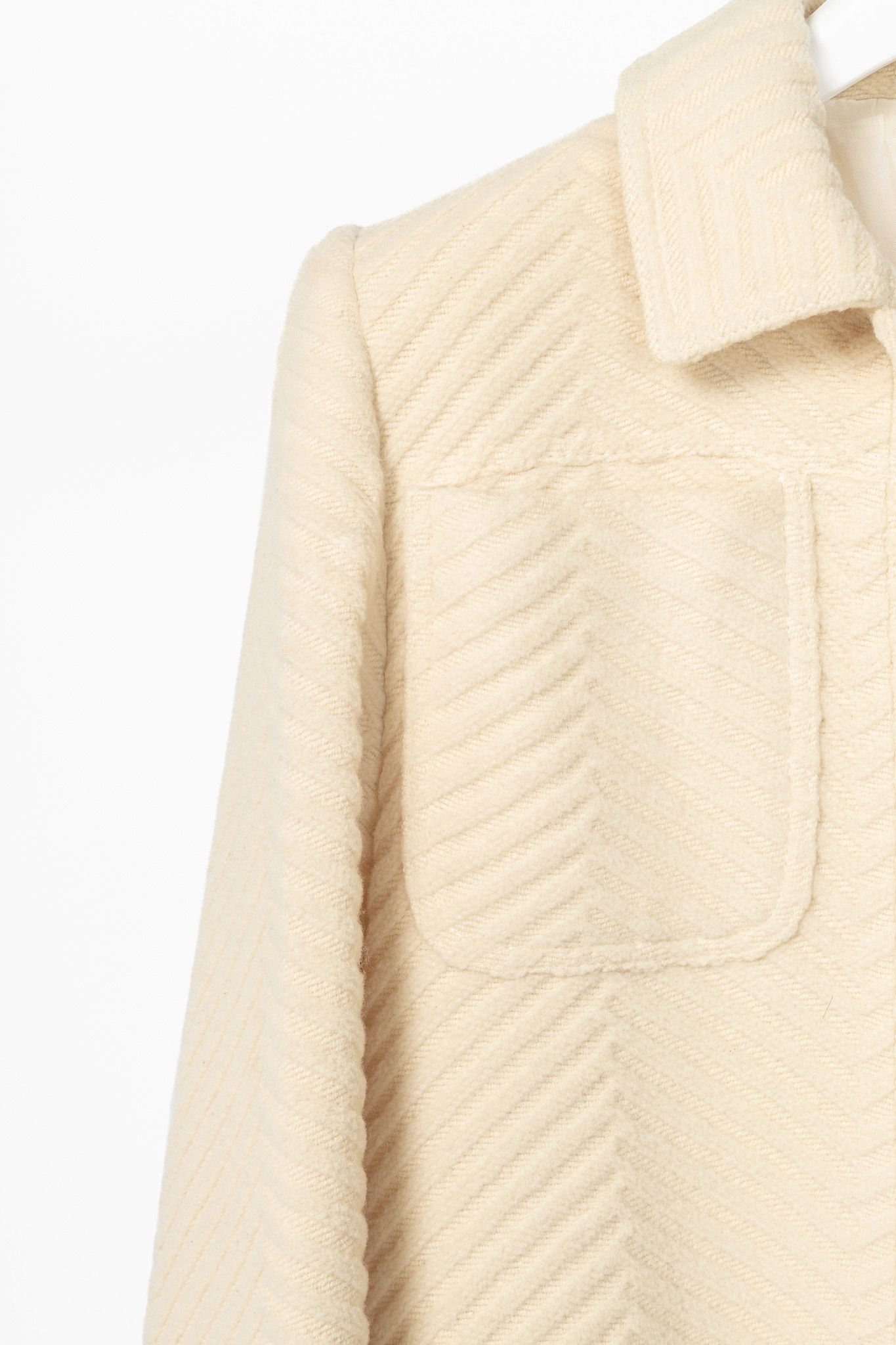 Valentino Valentino Miss V 90's Vintage Cream Chevron-Wool Coat Size S / US 4 / IT 40 - 5 Thumbnail