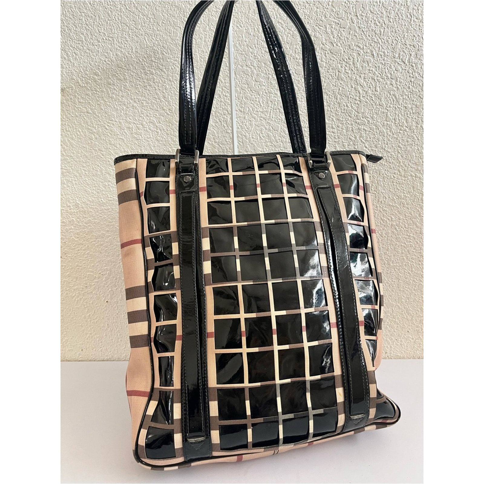 Burberry Burberry patent leather/canvas XL tote bag Size ONE SIZE - 7 Thumbnail