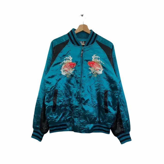 Other Vtg 90’ SUKAJAN JAPAN KOI Fish Embroidery Jacket Windbreaker Size US XL / EU 56 / 4 - 1 Thumbnail