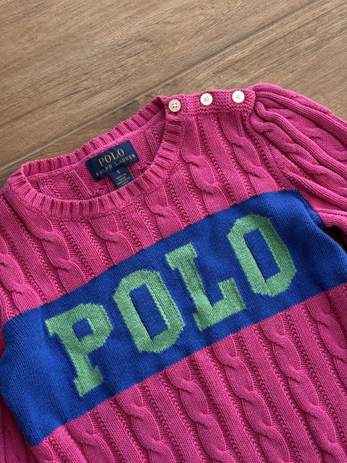 Polo Ralph Lauren × Vintage Vintage Polo Ralph Lauren Cable Knit Kids Size 5Y Sweater Size US S / EU 44-46 / 1 - 3 Thumbnail