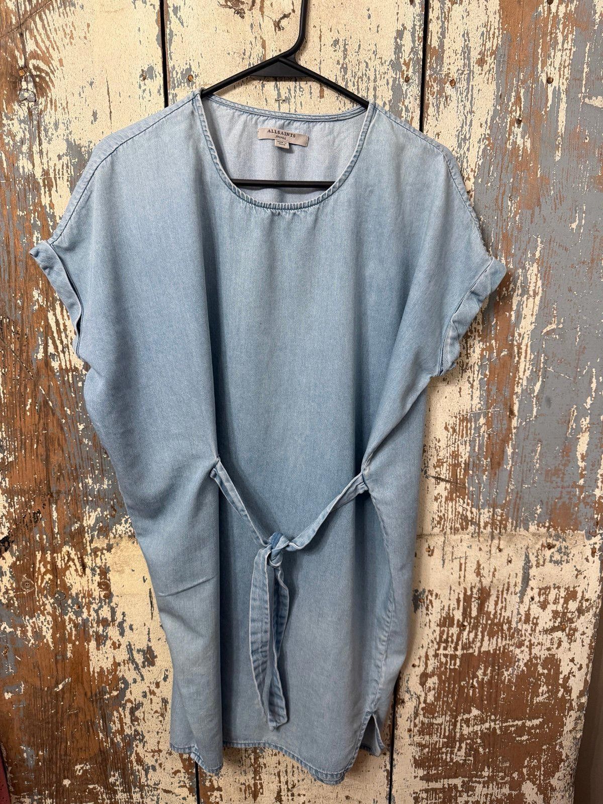 Allsaints All Saints denim tie-waist dress, knee-length, size small Size S / US 4 / IT 40 - 3 Thumbnail